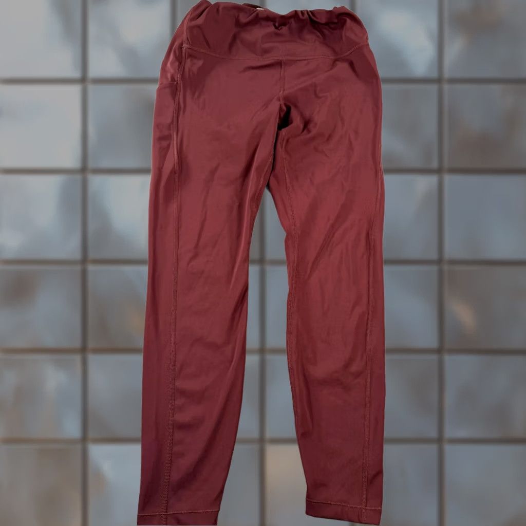 Athleta Athleta Ultimate Leggings Women Large Maroon Stash Pocket Ankle Yoga Activewear Size 36" / US 14 / IT 50 - 1 Thumbnail