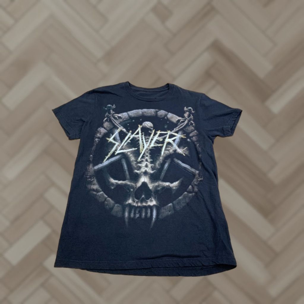 Vintage Slayer Divine Intervention T-Shirt 2014 20th Anniversary Mens S Black Cotton Short Sleeve Crew Neck Graphic Print Delta Ringspun 11087 Size US S / EU 44-46 / 1 - 1 Thumbnail