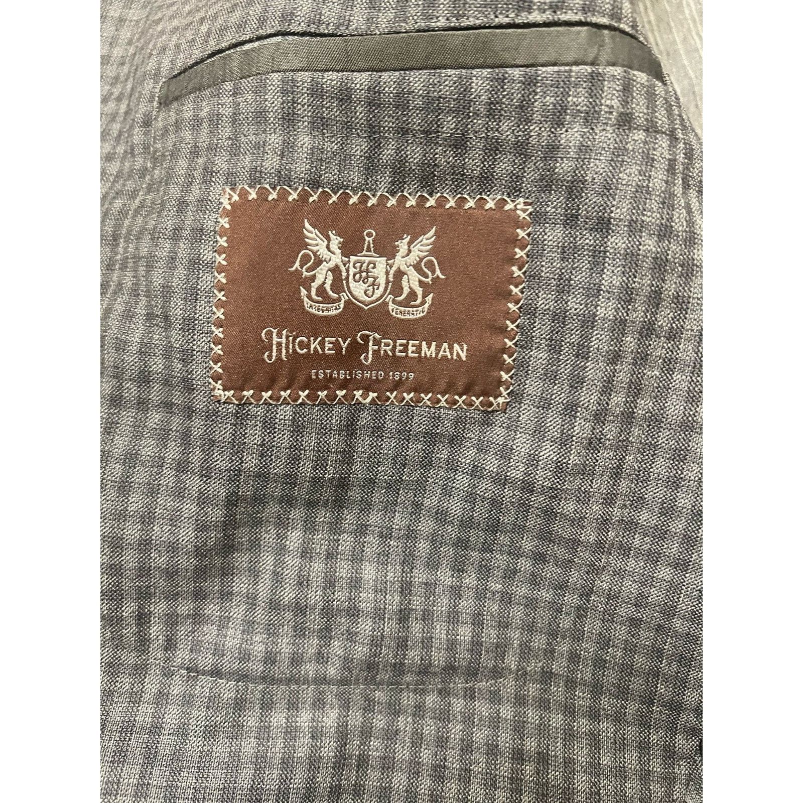 Hickey Freeman Hickey Freeman Gray 100% Worsted Wool Sport Coat Size 44R Size 44R - 6 Thumbnail
