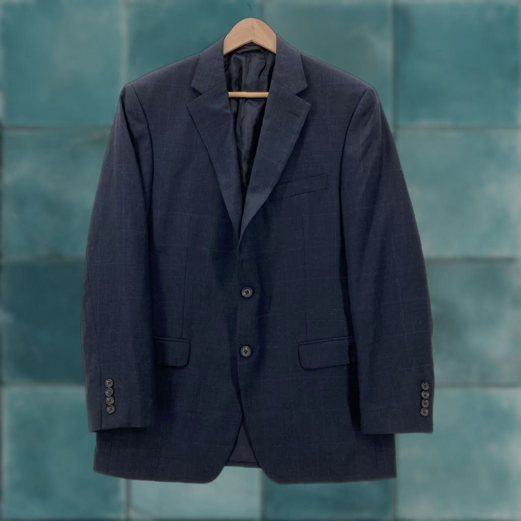 Ralph Lauren Lauren Ralph Lauren Blazer Mens 40R Gray Windowpane Wool Two Button Sport Coat Size 40R - 1 Thumbnail