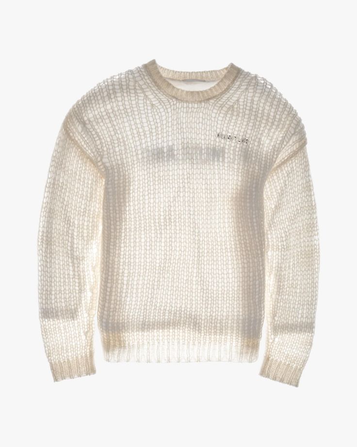 image of Helmut Lang Layered Logo Knit Sweater in Off White, Men's (Size Medium)
