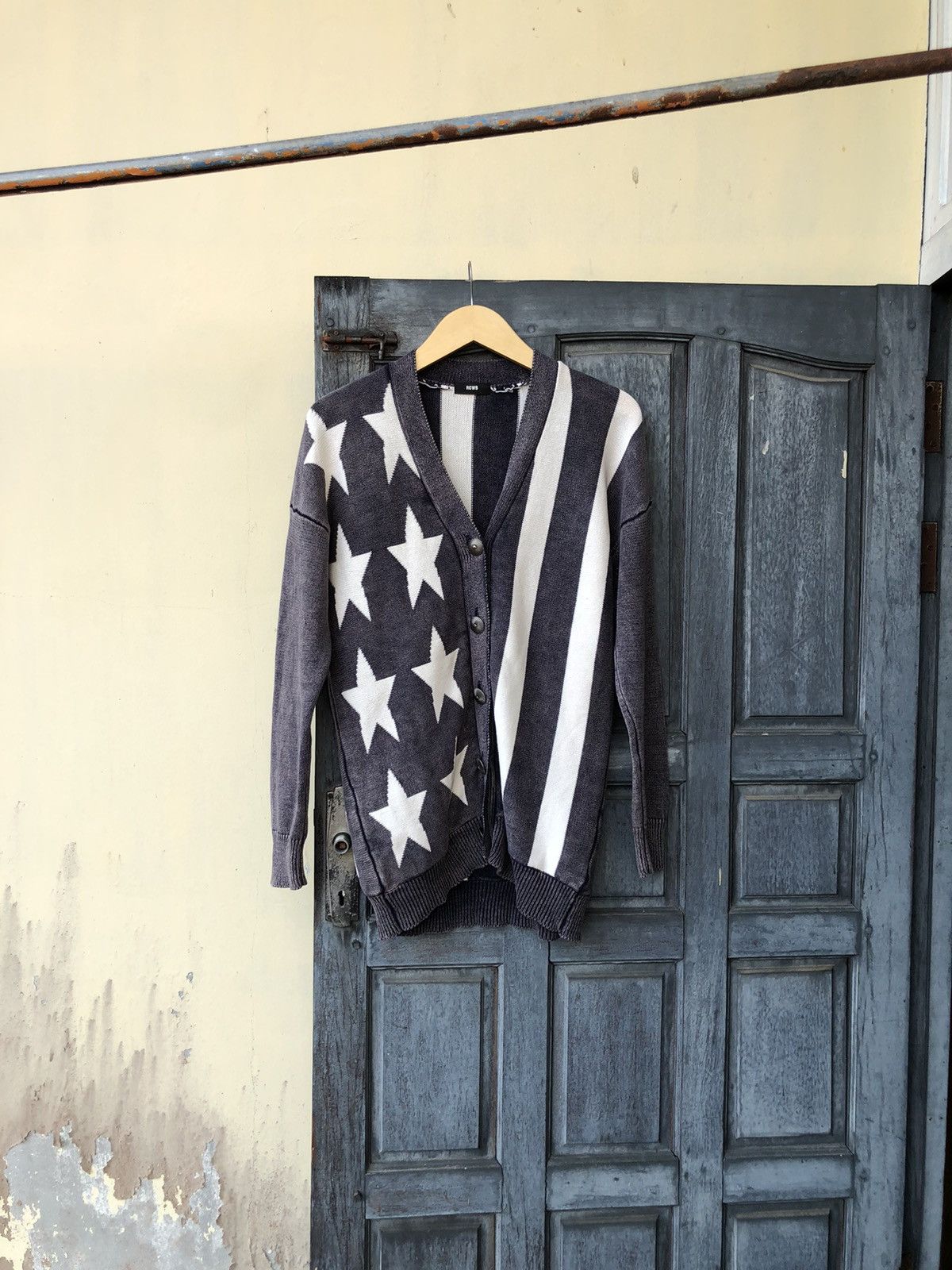 Japanese Brand Rodeo Crowns Japanese Free Size Knit Cardigan Stars Stripes Size US M / EU 48-50 / 2 - 2 Thumbnail