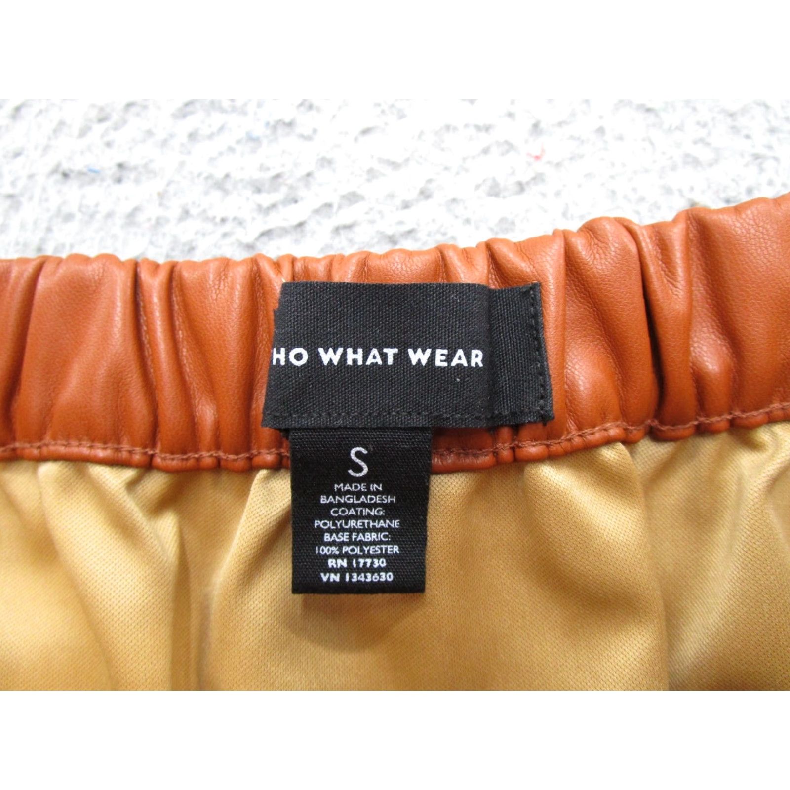 Vintage Who What Wear Women's Vegan Leather Skirt Size S Cognac Brown Maxi Fall Tiered Size 28" / US 6 / IT 42 - 2 Thumbnail