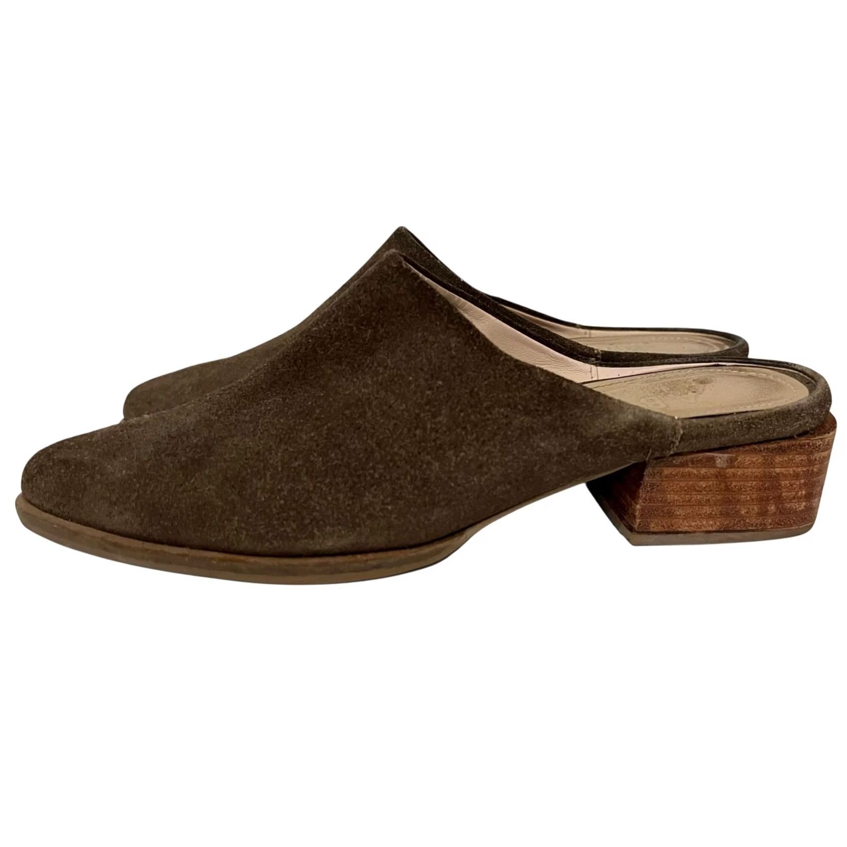 Vintage VINTAGE? ABLE Women’s Mules Sl ipped On Brown Suede Almond Toe Size 9 Womens Size US 9 / IT 39 - 2 Thumbnail