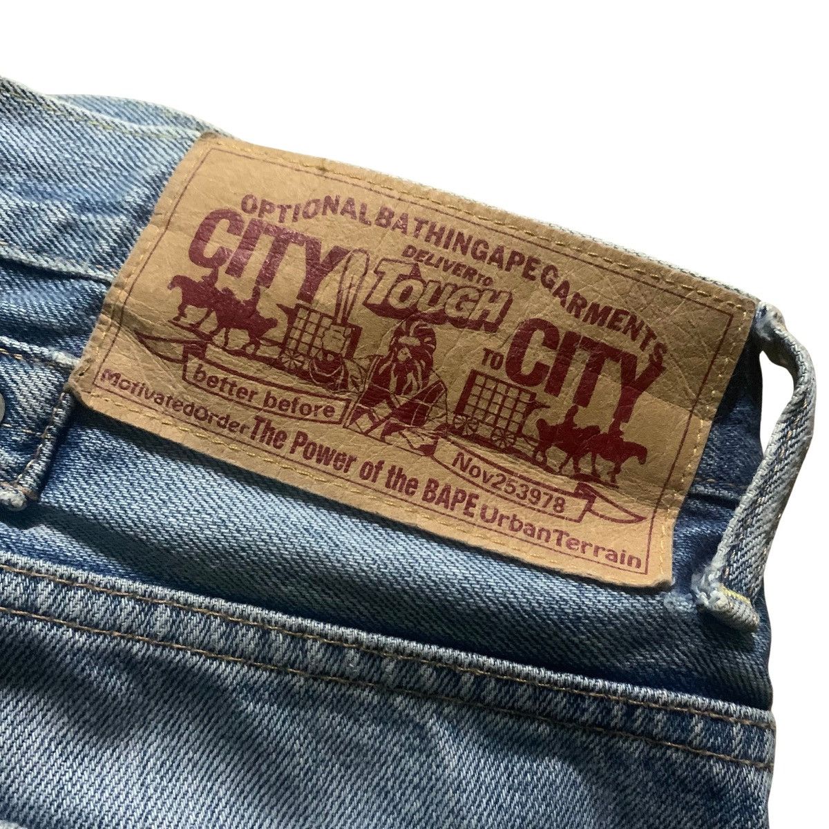Bape Bape OG Cinch Back Paint Splatter Denim Pants Size US 34 / EU 50 - 2 Thumbnail