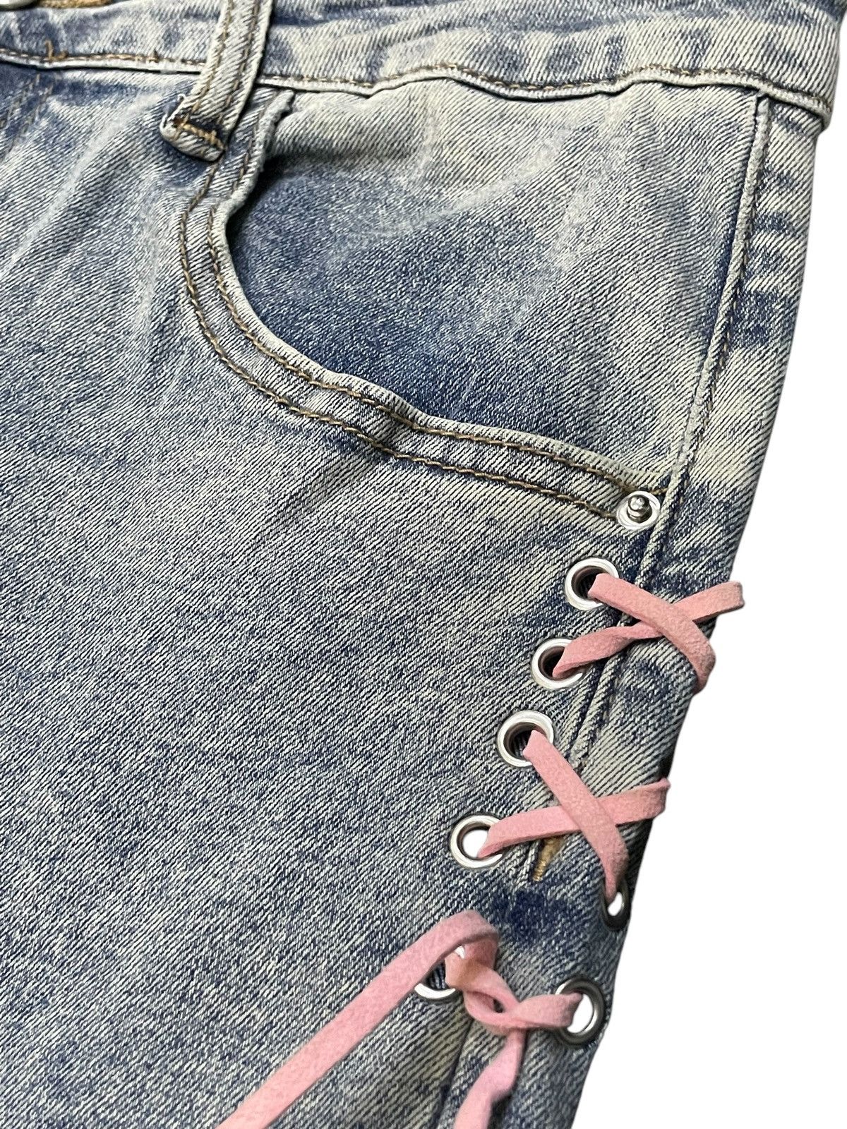 If Six Was Nine × LOWBOX × Le Grande Bleu (L.G.B.) Paneled Laces Flare Japanese Brand Vintage Jeans Size US 28 / EU 44 - 11 Thumbnail