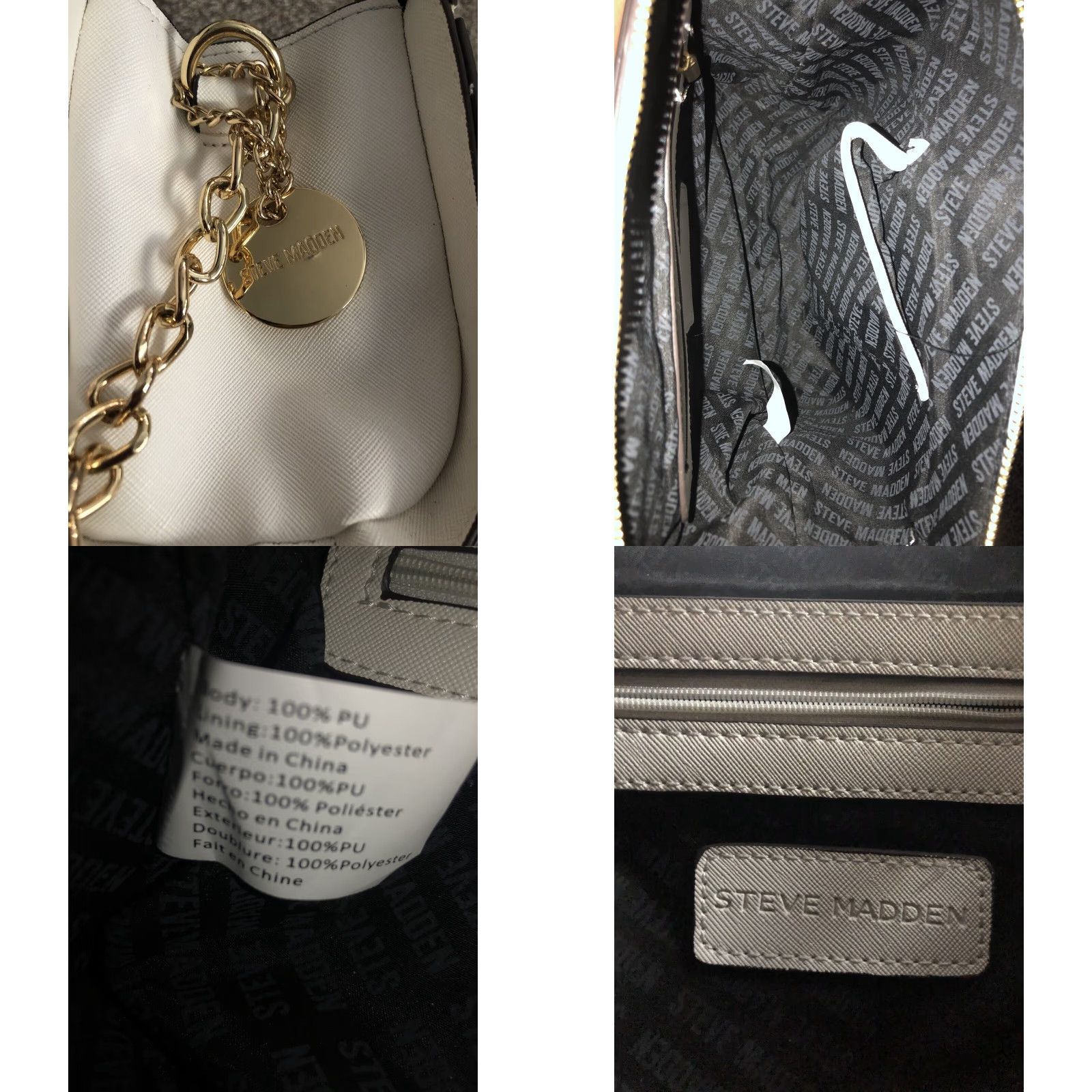 Steve Madden Steve Madden White Shoulder Bag Women PU Polyester Shoulder Bag White Size ONE SIZE - 8 Thumbnail