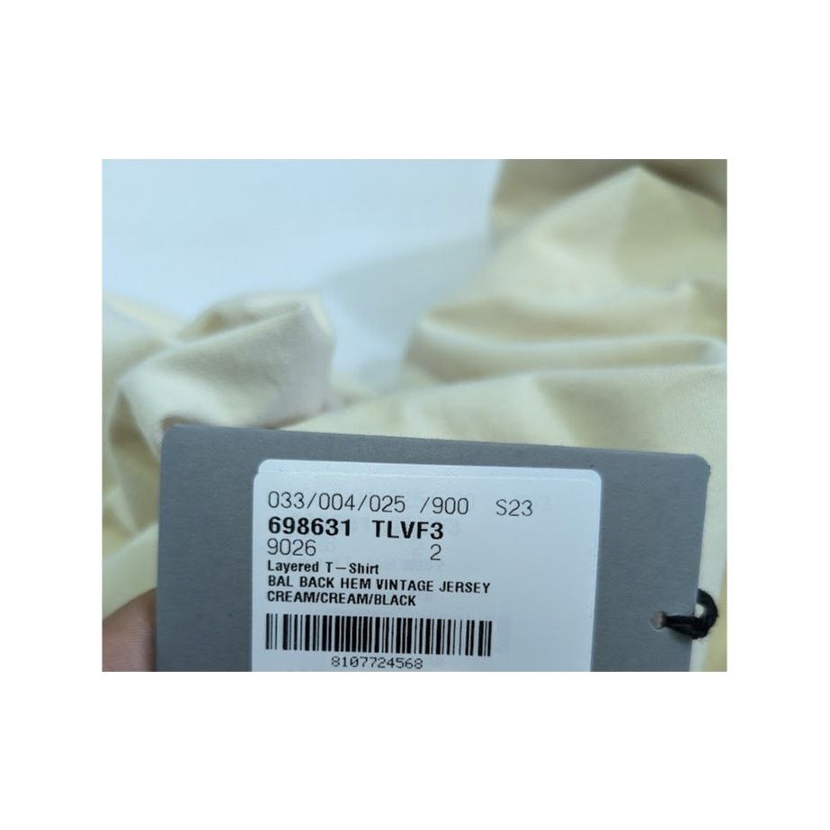 Balenciaga o1rshd1 Layered T-Shirt Back Hem Vintage Jersey Cream/Black Size US M / EU 48-50 / 2 - 20 Thumbnail