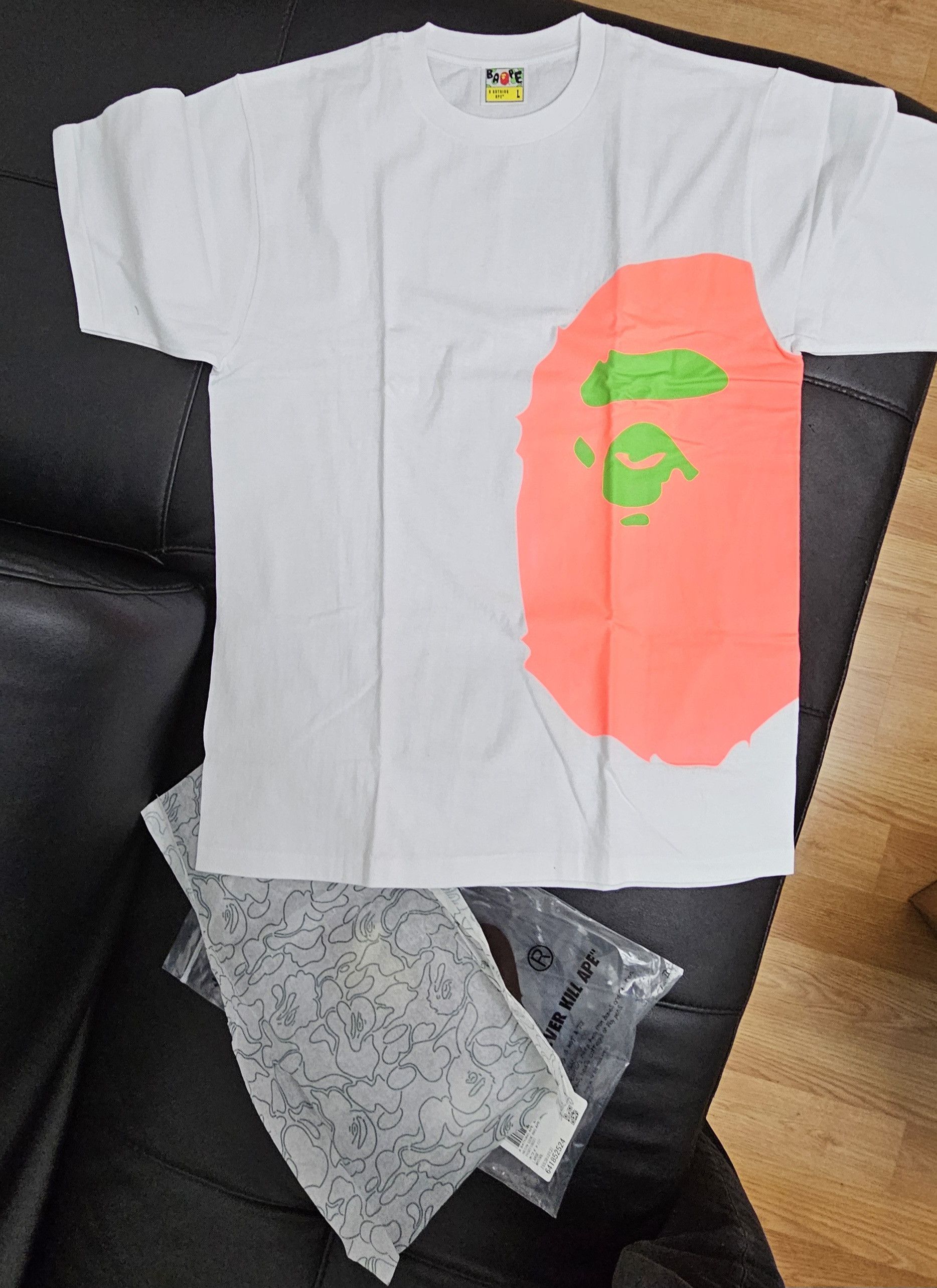 BAPE Neon Tokyo Side Big Ape Head Tee White