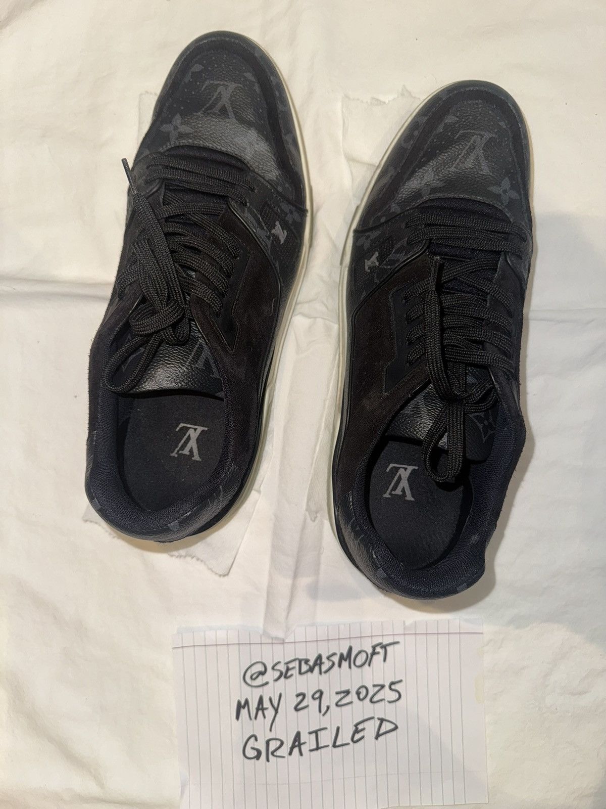 Louis Vuitton LV Louis Vuitton Black Monogram Eclipse Suede Trainers Size US 8 / EU 41 - 5 Thumbnail