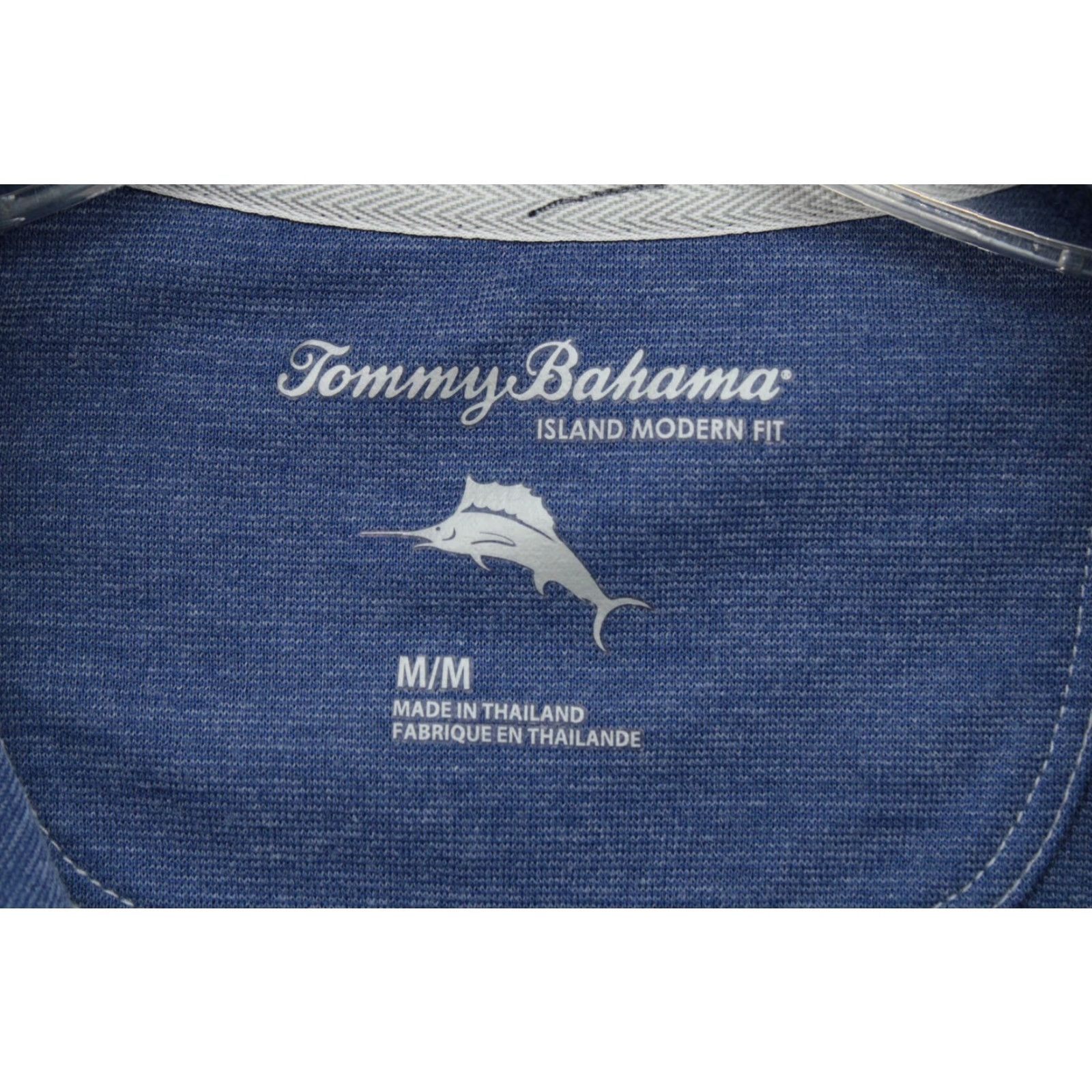 Tommy Bahama Tommy Bahama Island Modern Fit Men's Medium Short Sleeve Polo Quarter Zip Blue Size US L / EU 52-54 / 3 - 6 Thumbnail