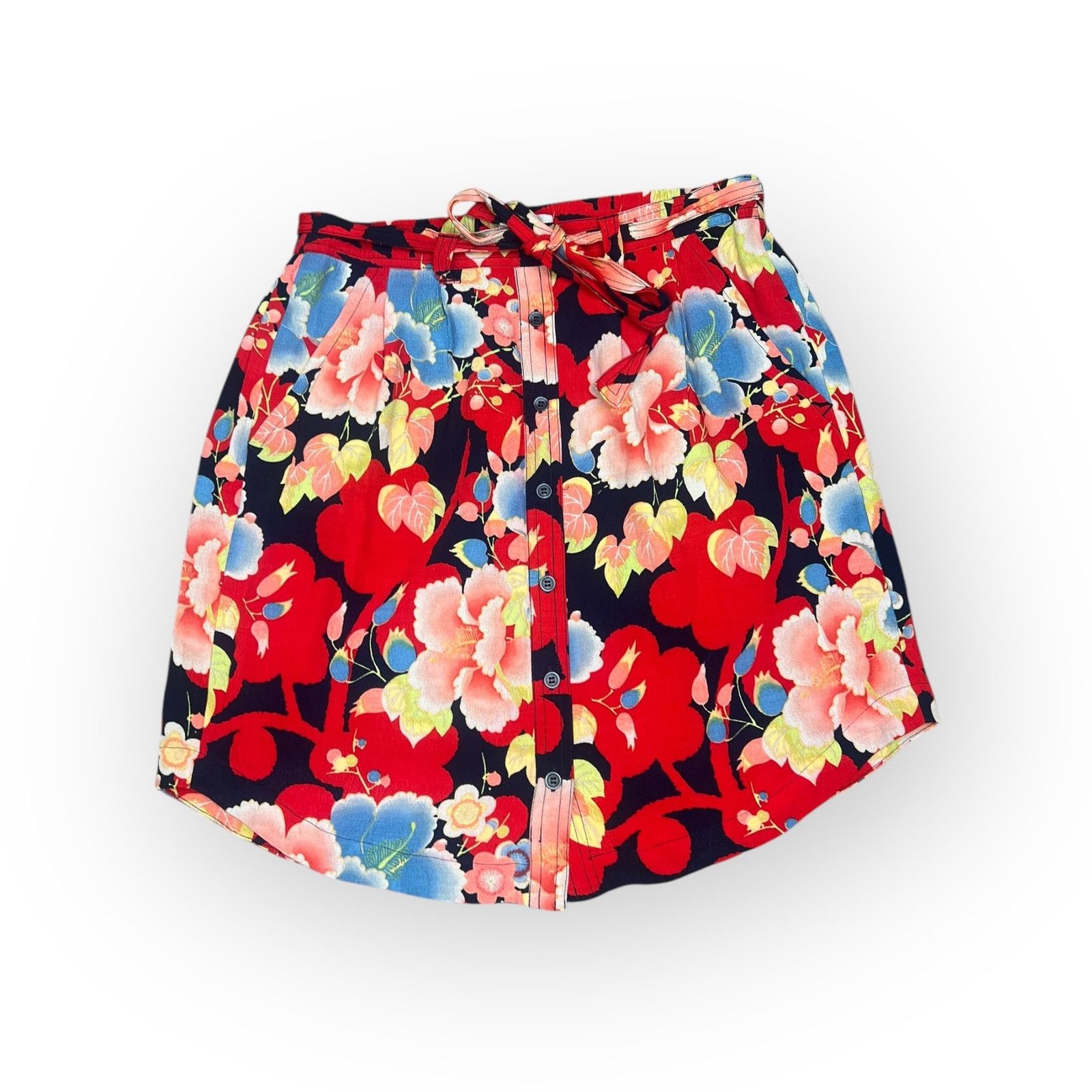 Loft Ann Taylor Loft Colorful Floral Tie-Waist Skirt Size Small Size 27" / US 4 / IT 40 - 3 Thumbnail