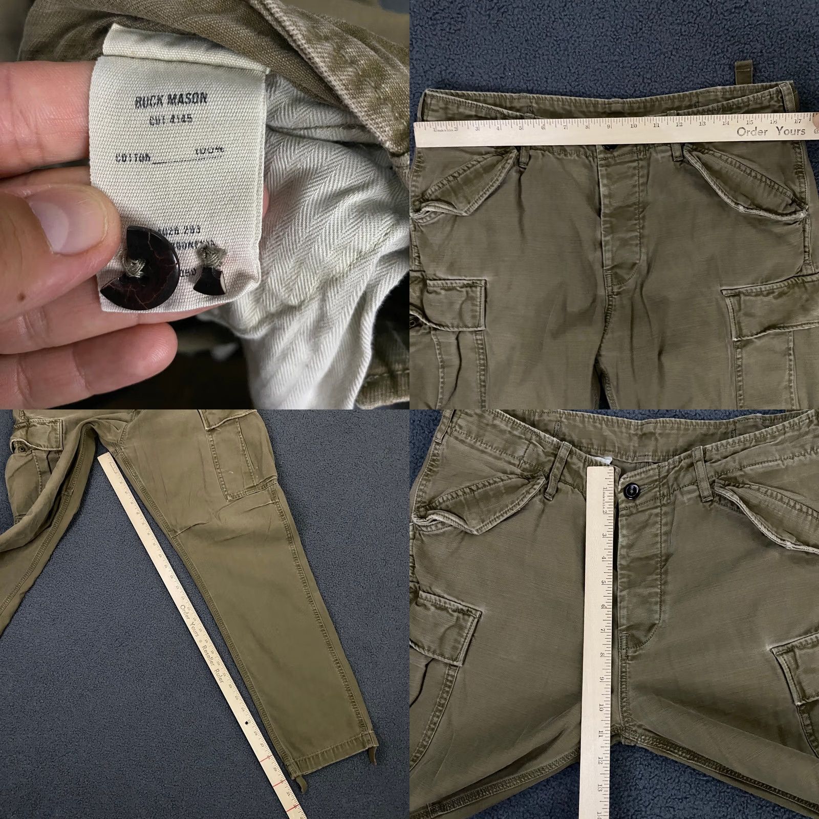 Buck Mason Buck Mason Pants Mens 34x30 Slim Fit Green Stone Twill Military Desert Cargo Size US 34 / EU 50 - 8 Thumbnail