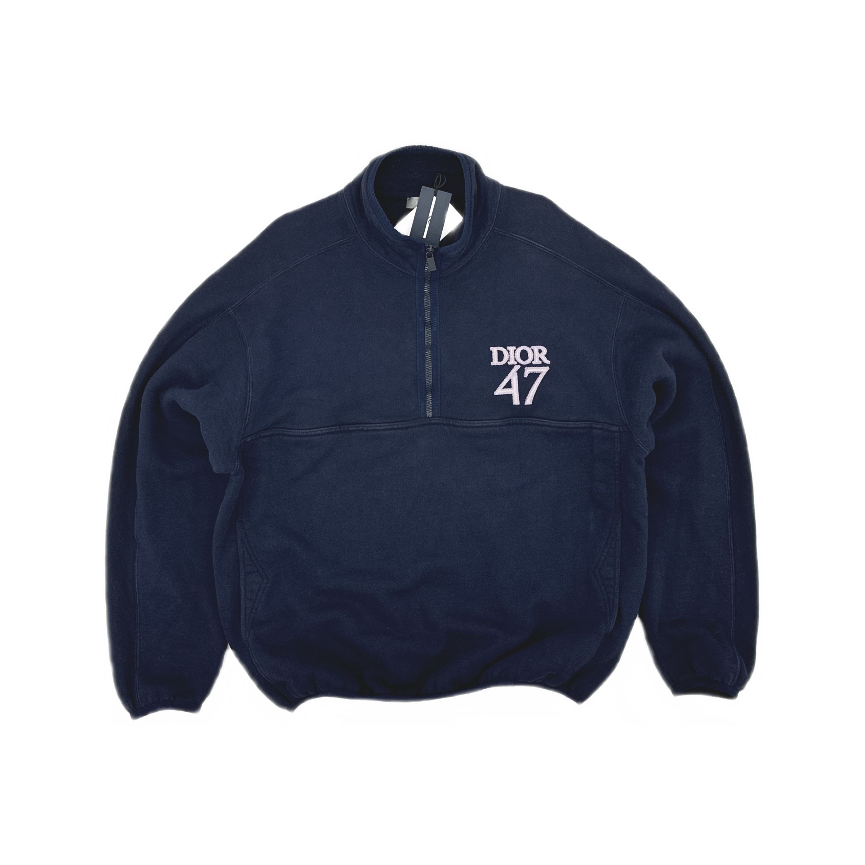 Dior × Hedi Slimane Dior Homme Bee Logo Navy Blue Zip Sweatshirt