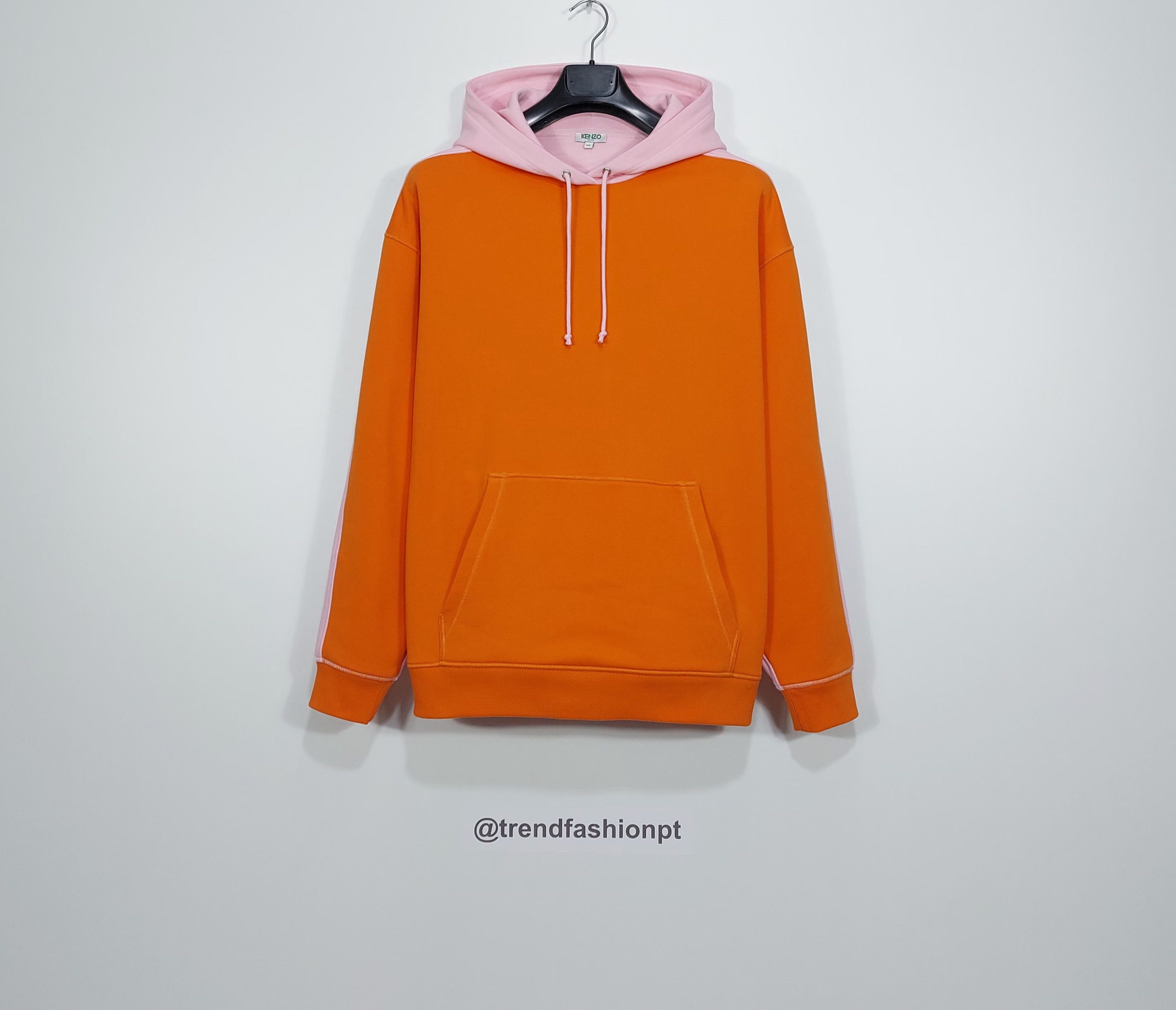 Kenzo square logo two tone hoodie - pink / orange XL Size US XL / EU 56 / 4 - 1 Thumbnail