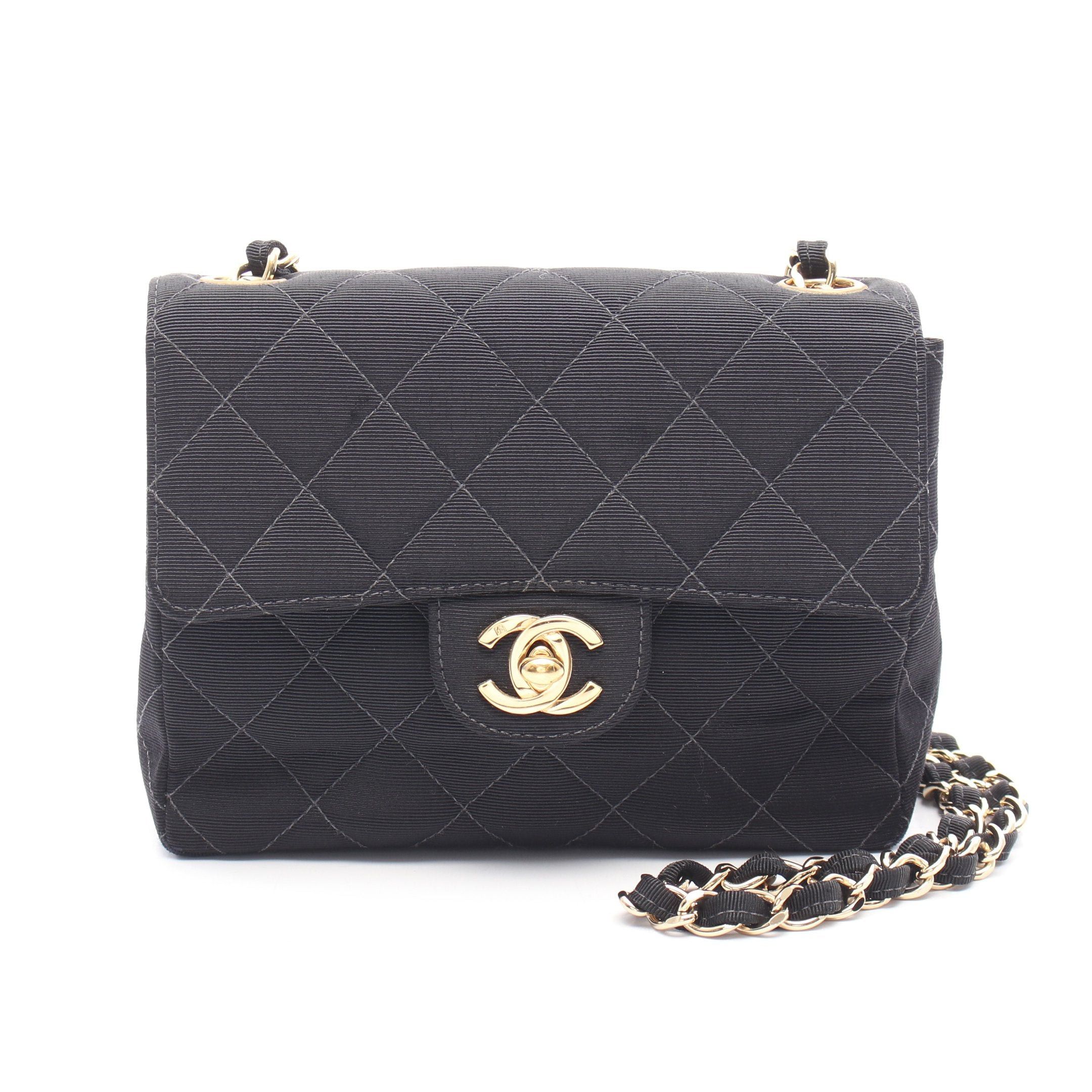 Chanel Matelasse Single Flap Chain Shoulder Bag Canvas Black Gold Hardware, Women's