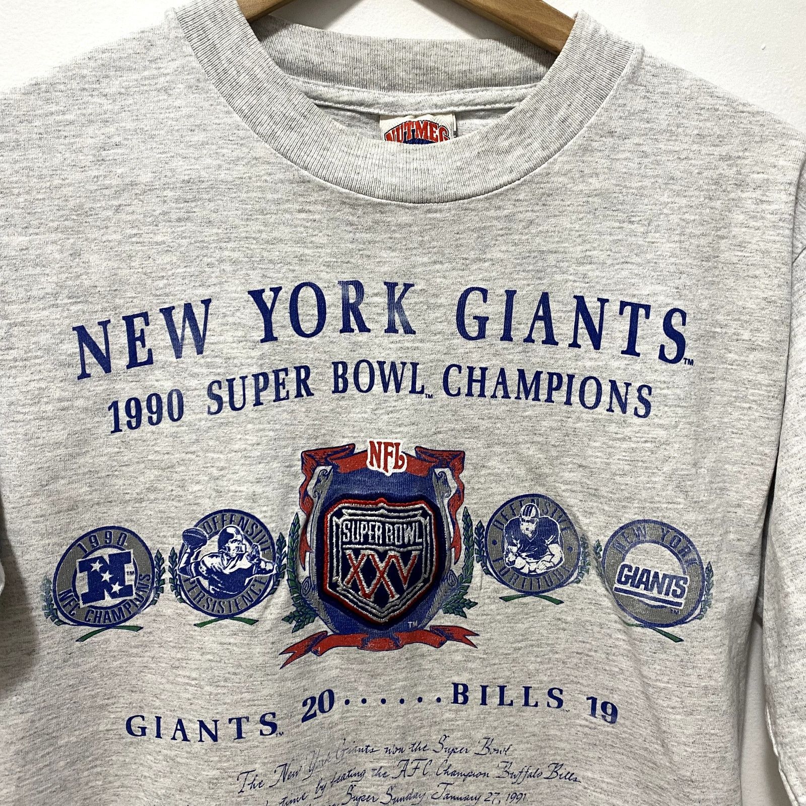 Nutmeg Vintage NY Giants 1990 Super Bowl Champions Nutmeg T Shirt Size US L / EU 52-54 / 3 - 2 Thumbnail