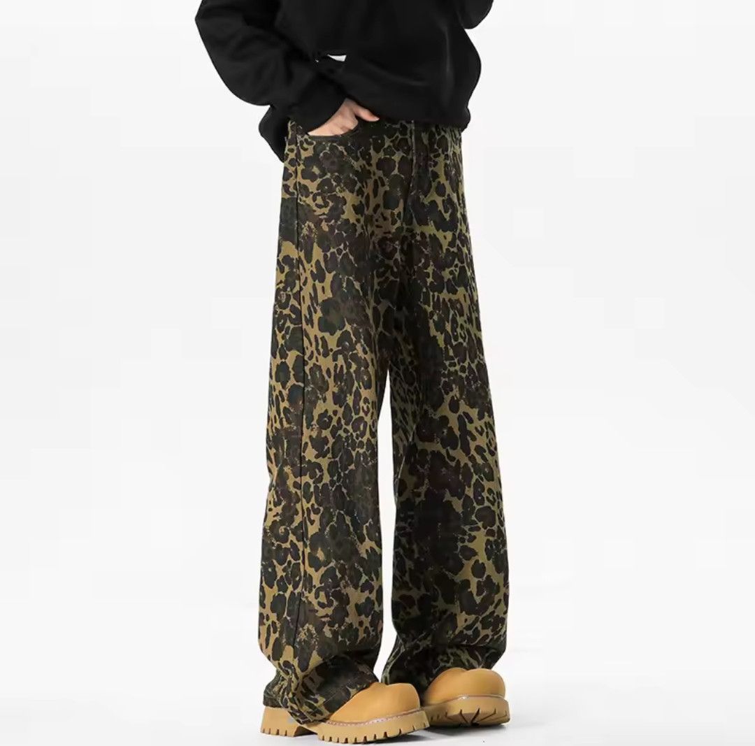 Japanese Brand × Jean Street Vintage Loose Wide Leg Leopard Print Street Pants Size US 31 - 4 Thumbnail