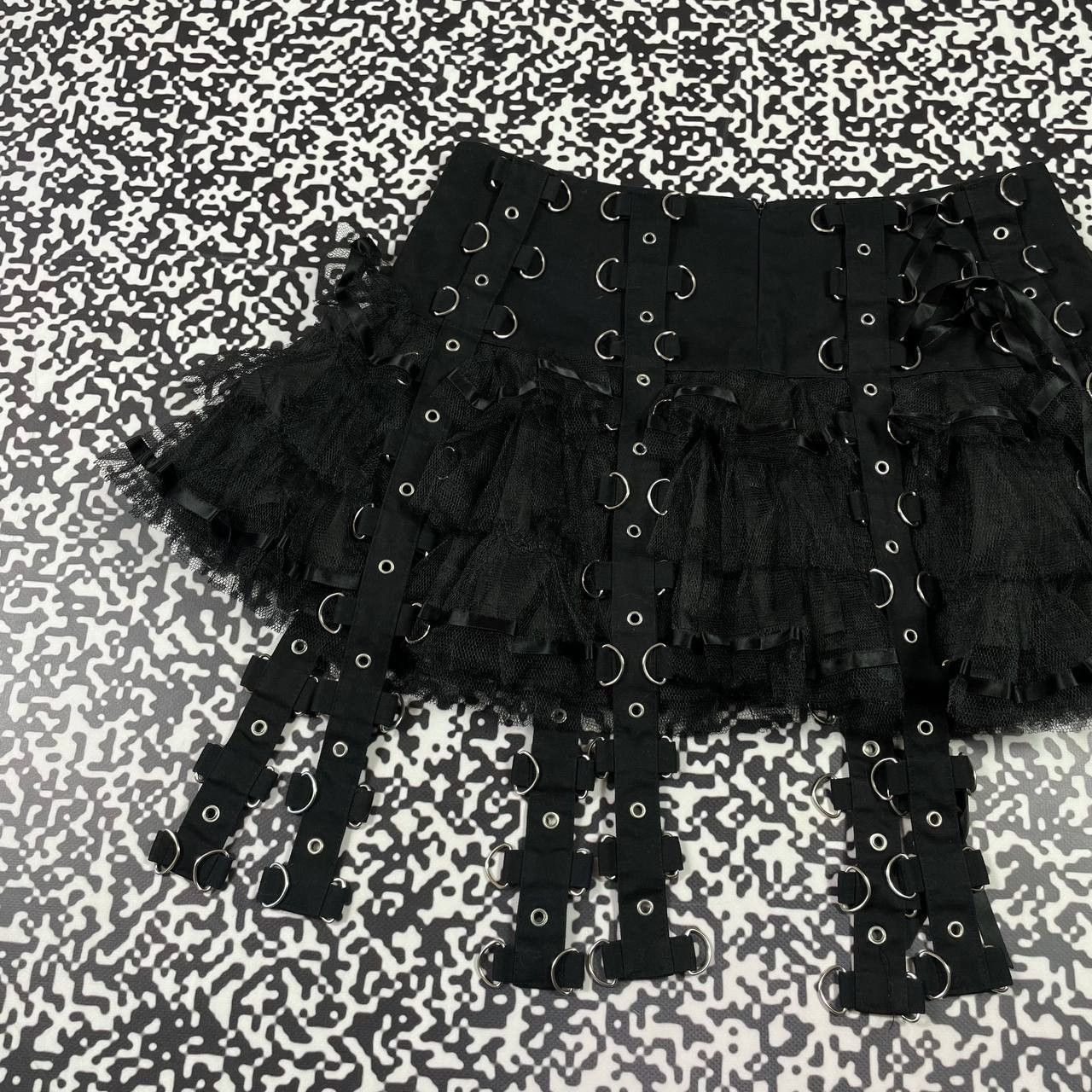 Seditionaries Vintage Y2K Gothic Hell Bunny Bondage Sexy Mini Skirt Tripp Size 27" / US 4 / IT 40 - 12 Thumbnail