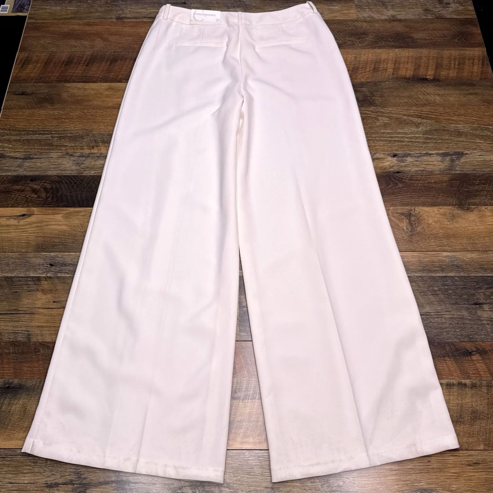 Vintage Cato Wide Leg Pants Womens 12 Beige Mid Rise Stretch Contemporary New Size 34" / US 12 / IT 48 - 2 Thumbnail