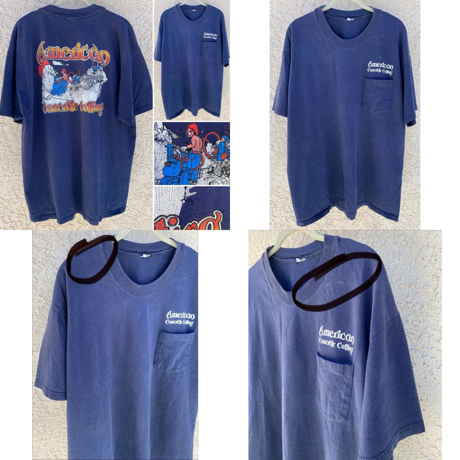 Vintage VINTAGE American Pocket Tee Graphic Graphic T-Shirt XL Blue USA 90s Mens Short Sleeve Crew Neck Pockets Back Graphic 1990s Size US XL / EU 56 / 4 - 9 Thumbnail
