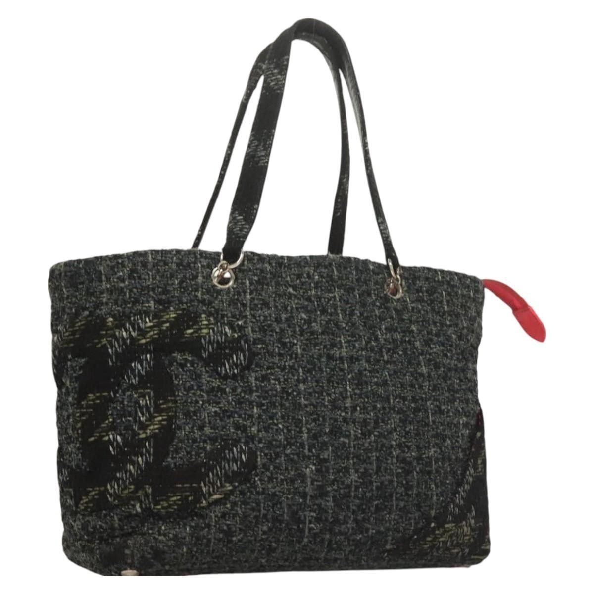 Chanel Chanel Tweed Black Silver CC Tote Bag Size ONE SIZE - 1 Thumbnail
