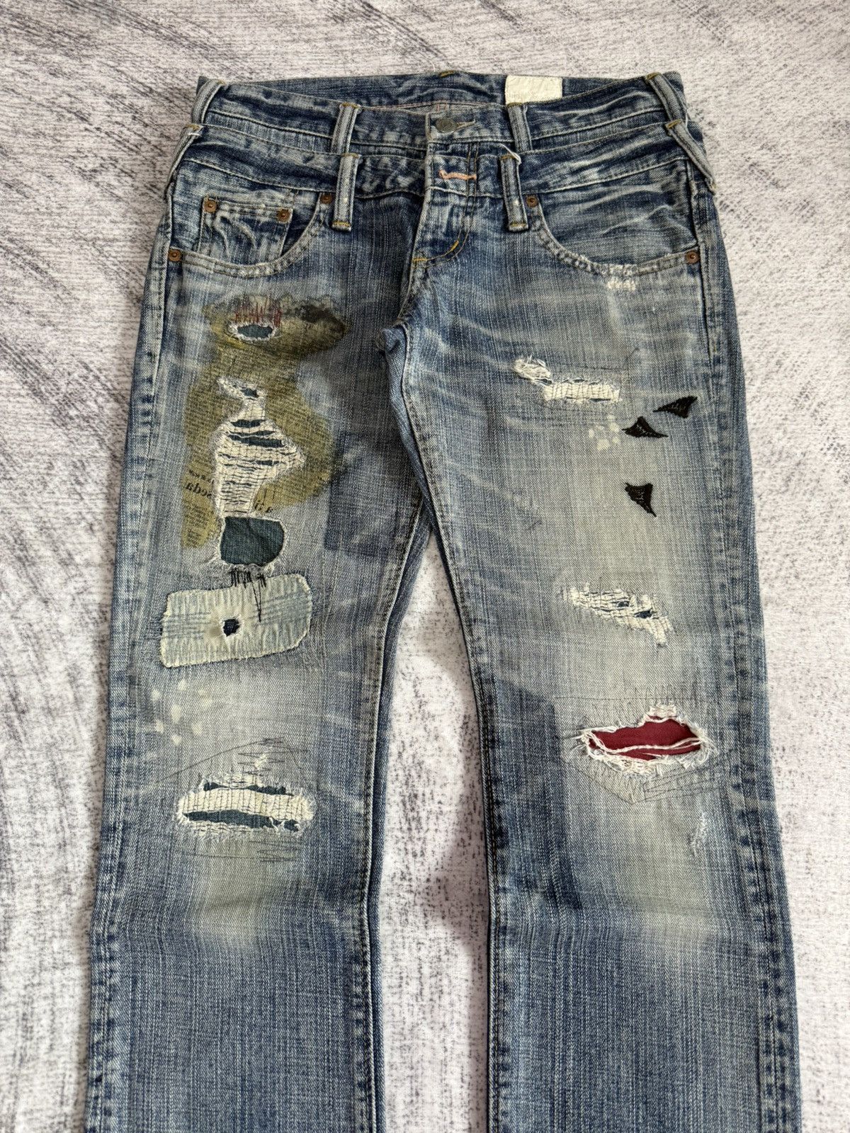 Hysteric Glamour × Japanese Brand Antgauge Japan Boro Distressed Newspaper Patch Jeans Size US 30 / EU 46 - 3 Thumbnail