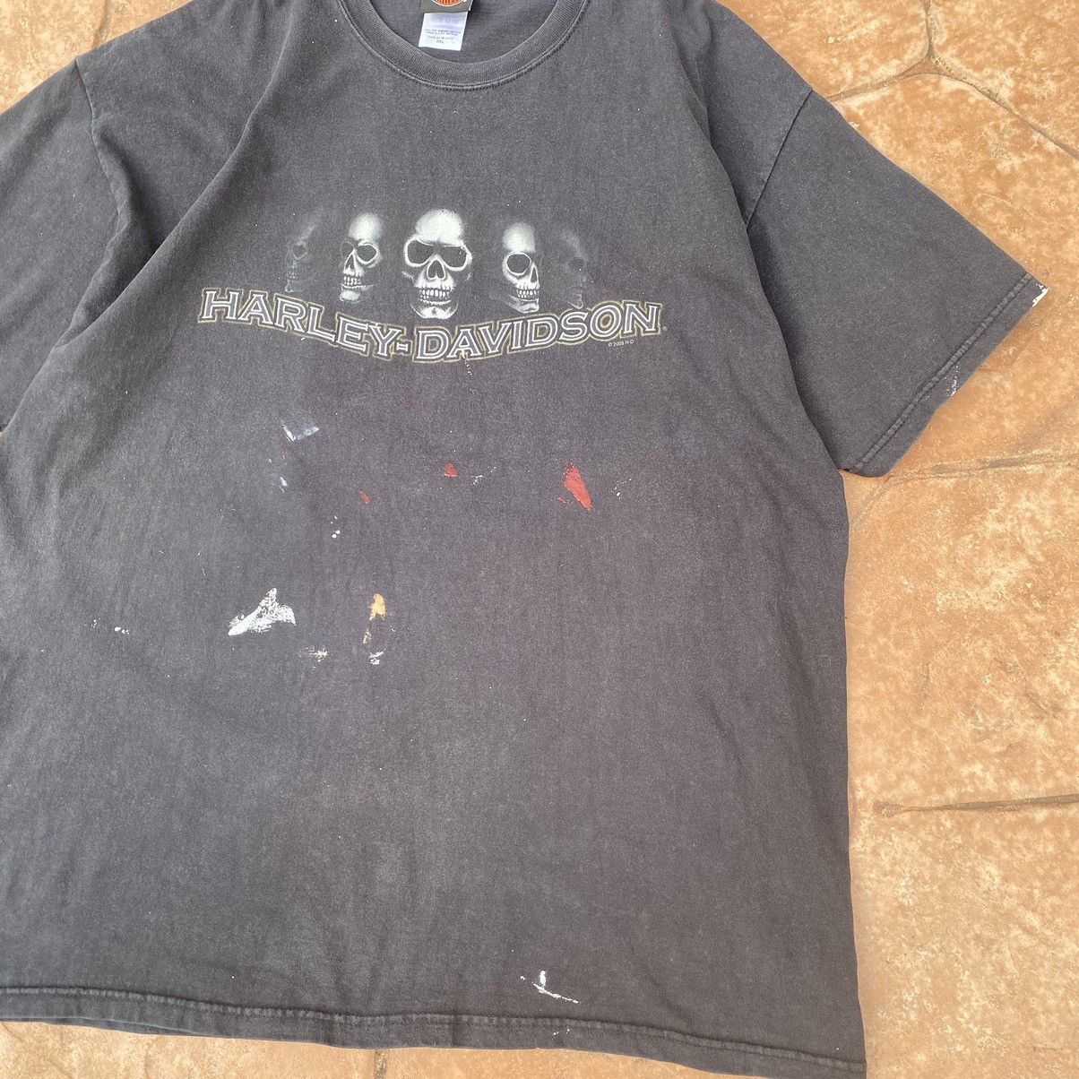 Harley Davidson Thrashed Faded Vintage Y2K Harley Davison Skull ERD GRUNGE T Size US XXL / EU 58 / 5 - 3 Thumbnail