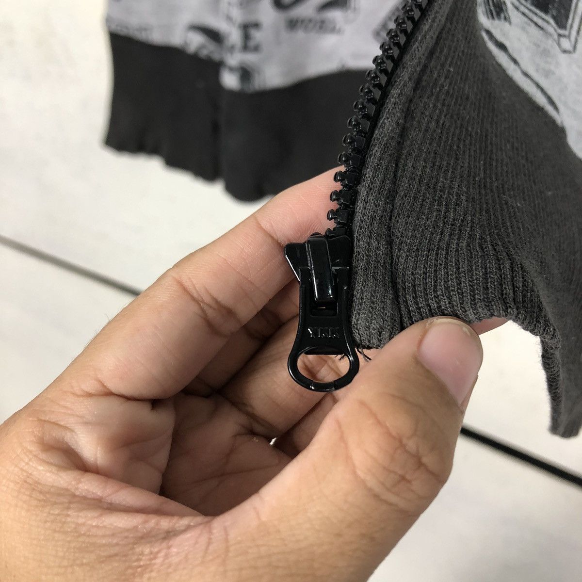 Japanese Brand Smiley Face All-Over Print Zip Hoodie – Grey/Black Size US M / EU 48-50 / 2 - 18 Thumbnail