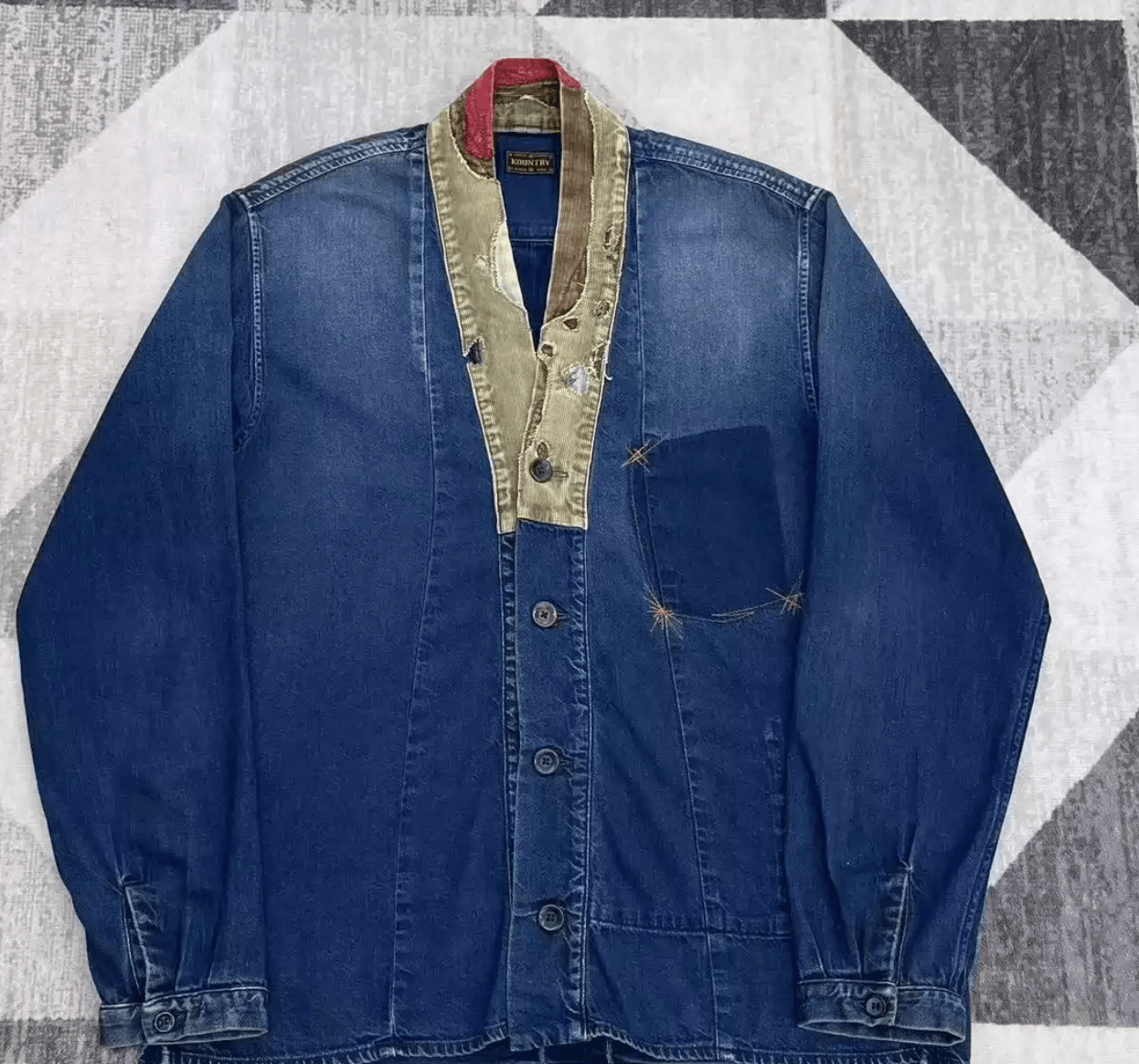 image of Kapital Blue Dyed Denim Patchwork Patchwork Robe, Men's (Size 2XL)