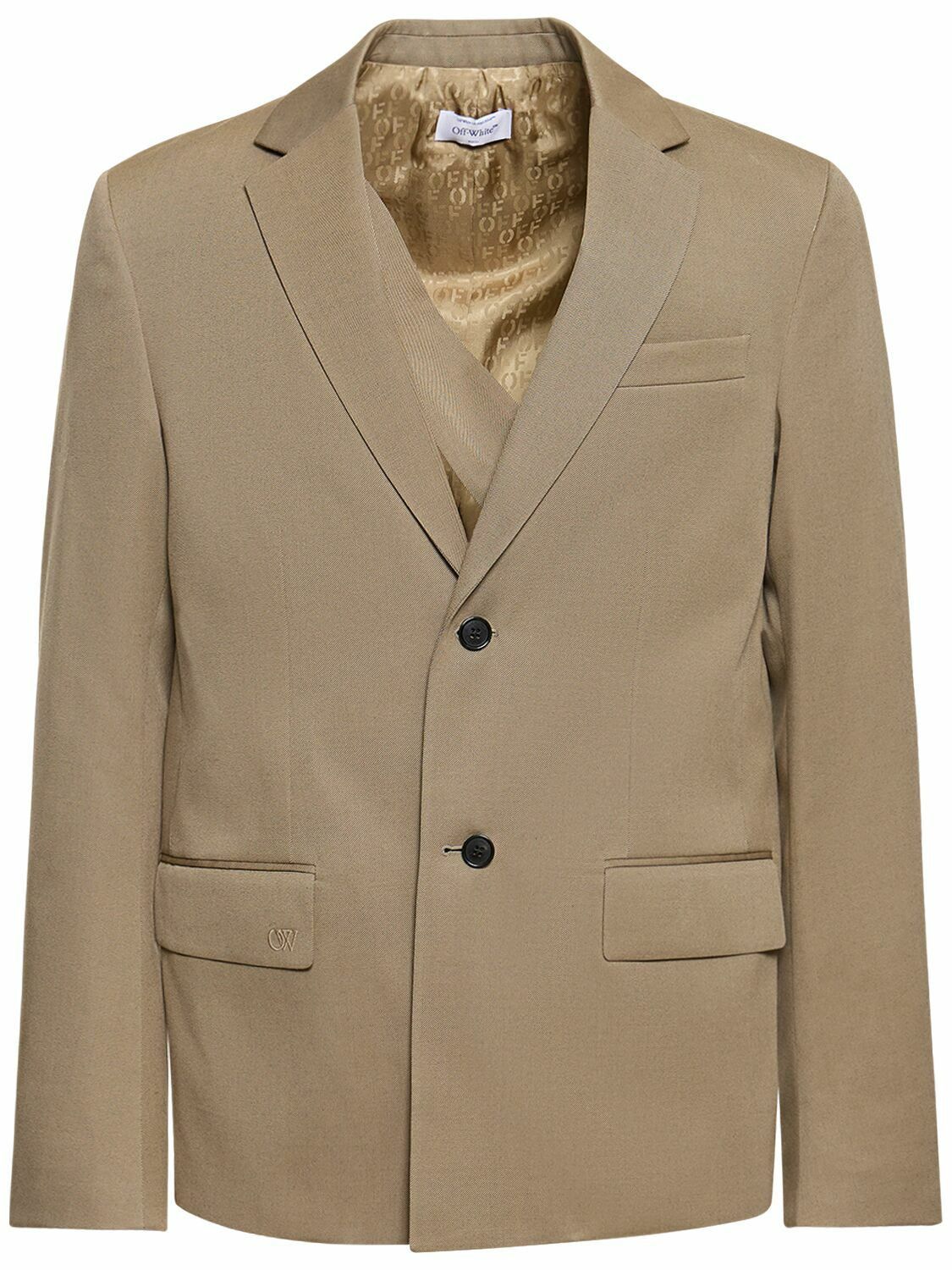 Off-White o1y0225 Logo Blazer in Khaki Size US M / EU 48-50 / 2 - 1 Thumbnail