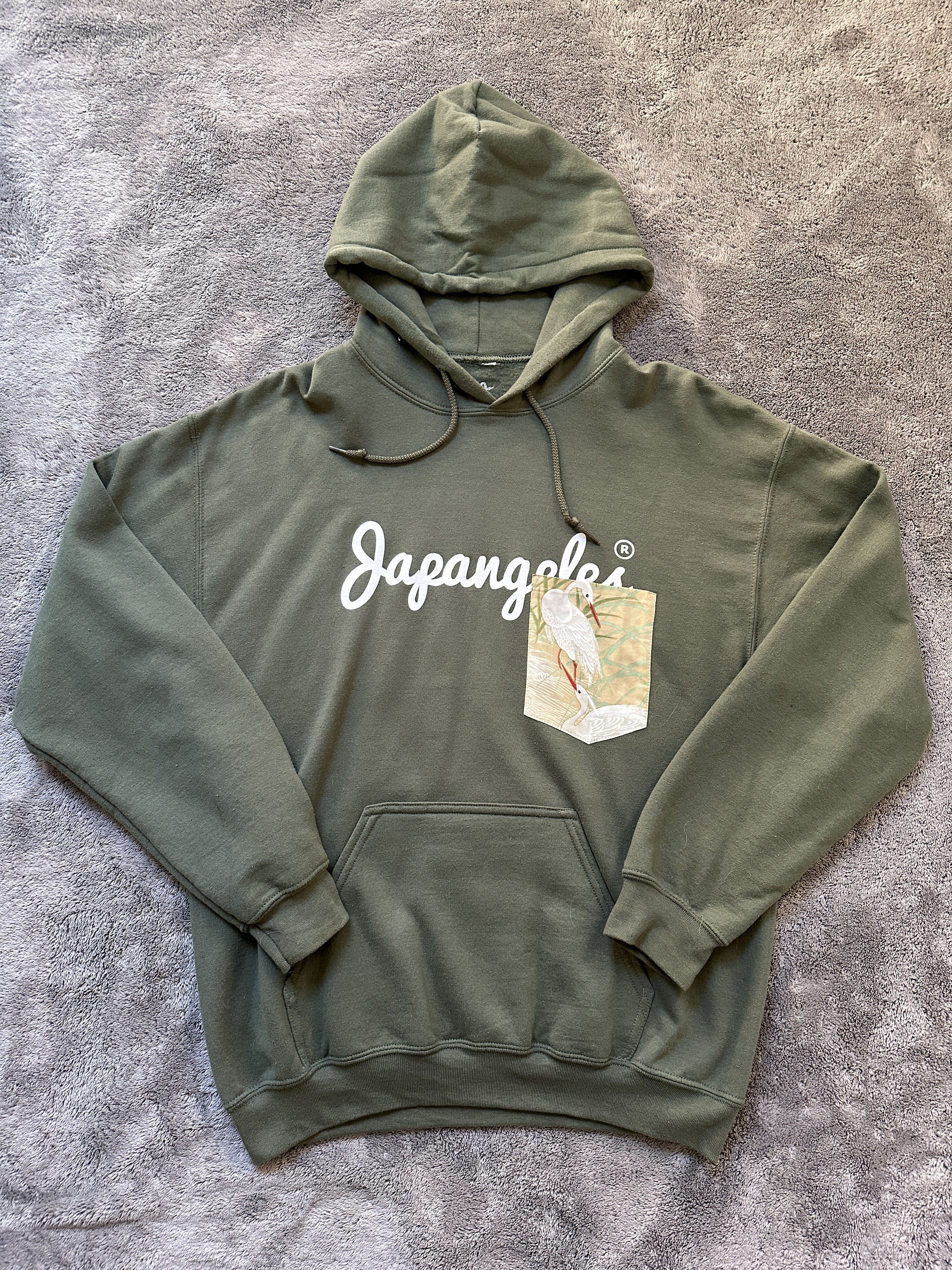 Japanese Brand Japangeles Pocket Hoodie - Army Green Size US M / EU 48-50 / 2 - 1 Thumbnail