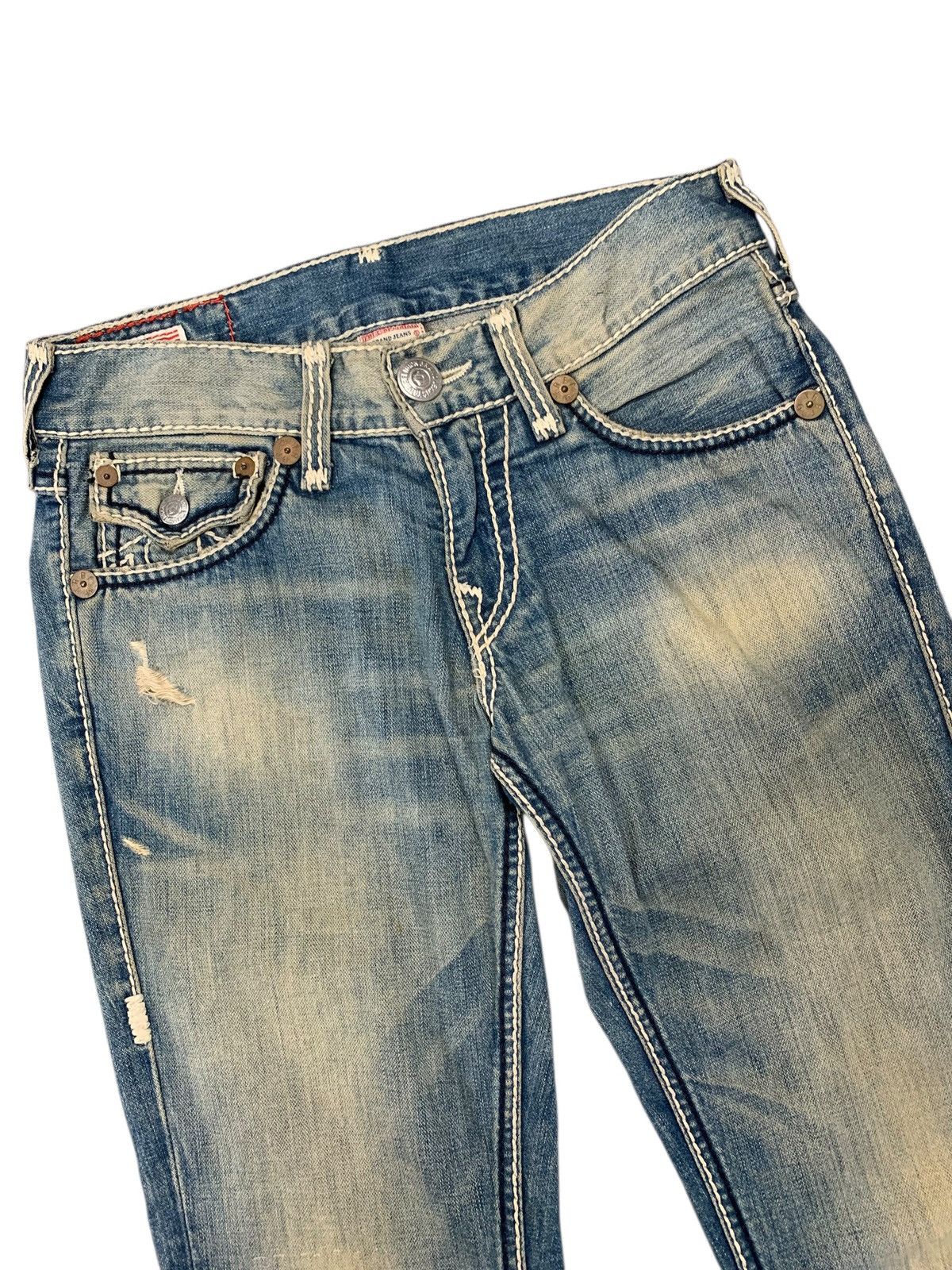 Tornado Mart Vtg true religion y2k flare washed jeans Size US 28 / EU 44 - 5 Thumbnail