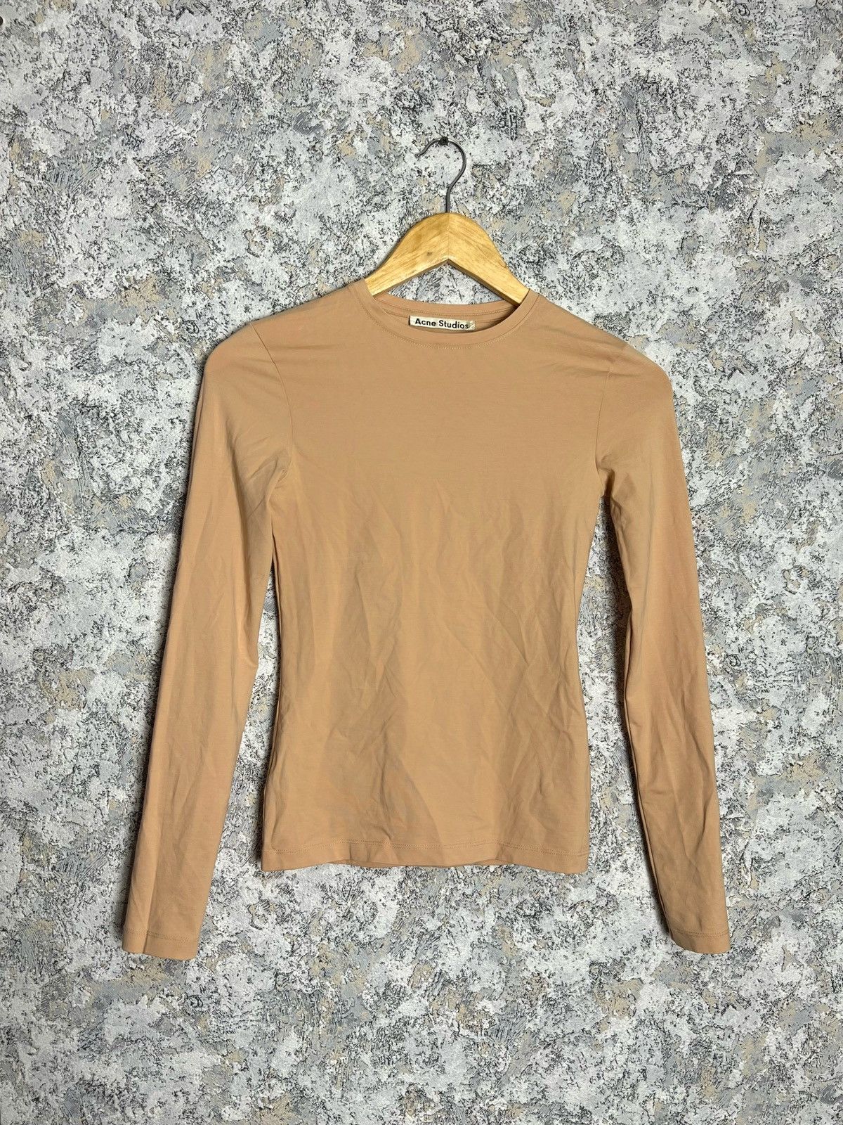 Acne Studios Beige Stretch Fitted Long Sleeve Top Size XS