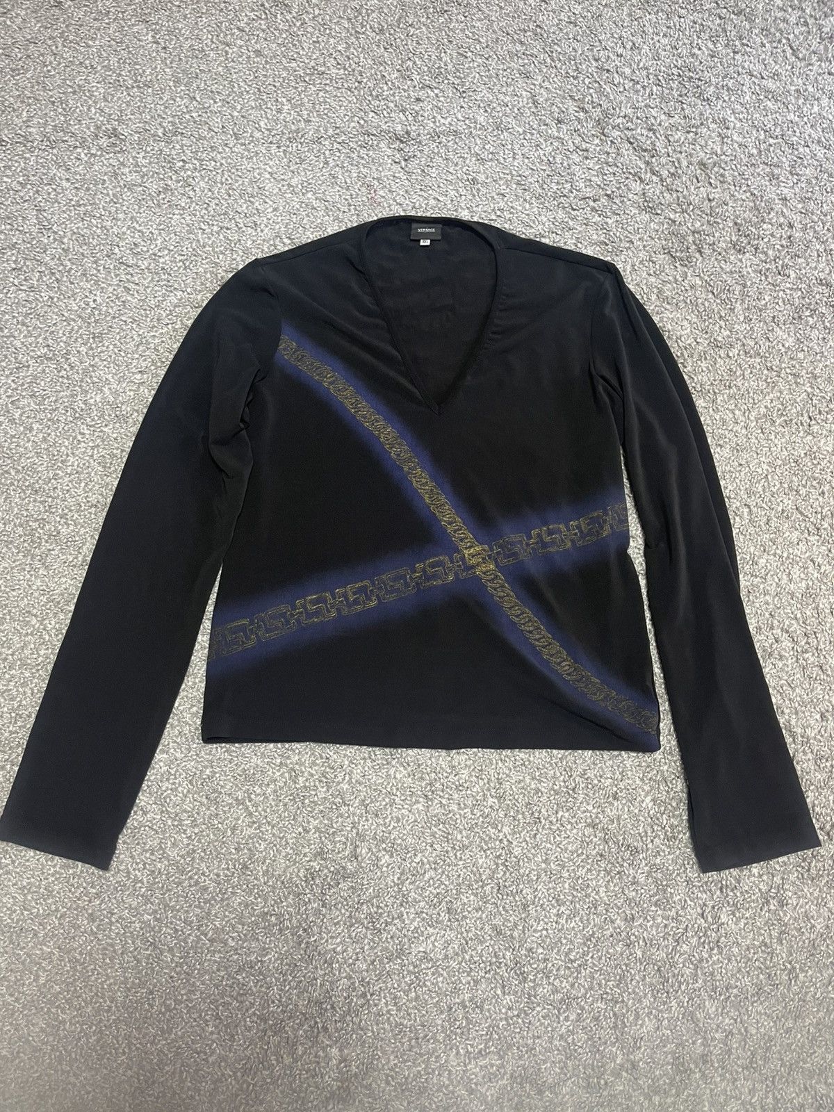 Versace Jeans Couture × Vintage Vintage Versace Archive Mesh Top Y2K Medusa Long Sleeve XL Size US XL / EU 56 / 4 - 1 Thumbnail