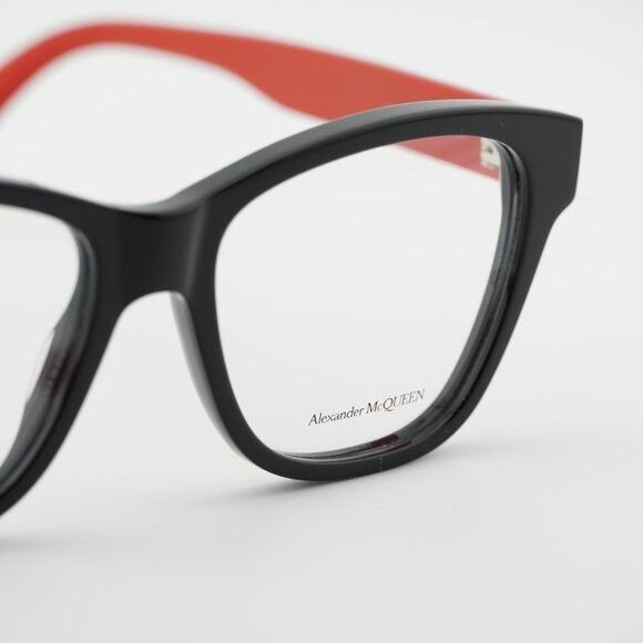 Alexander McQueen Alexander McQueen AM0306O 003 Eyeglasses Black/Red 52mm Size ONE SIZE - 2 Thumbnail