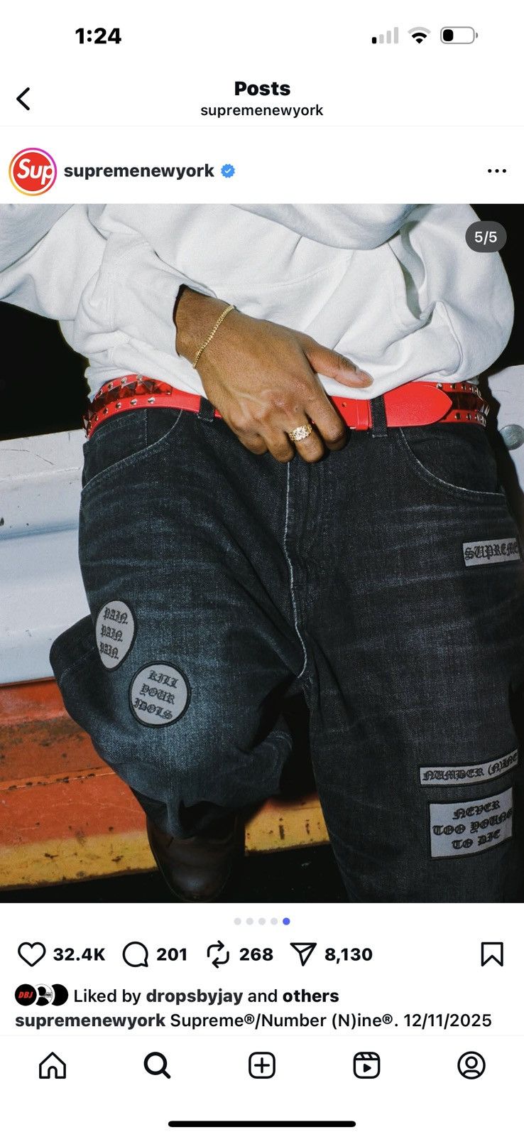 Number (N)ine × Supreme Supreme®/Number (N)ine Patches Loose Fit