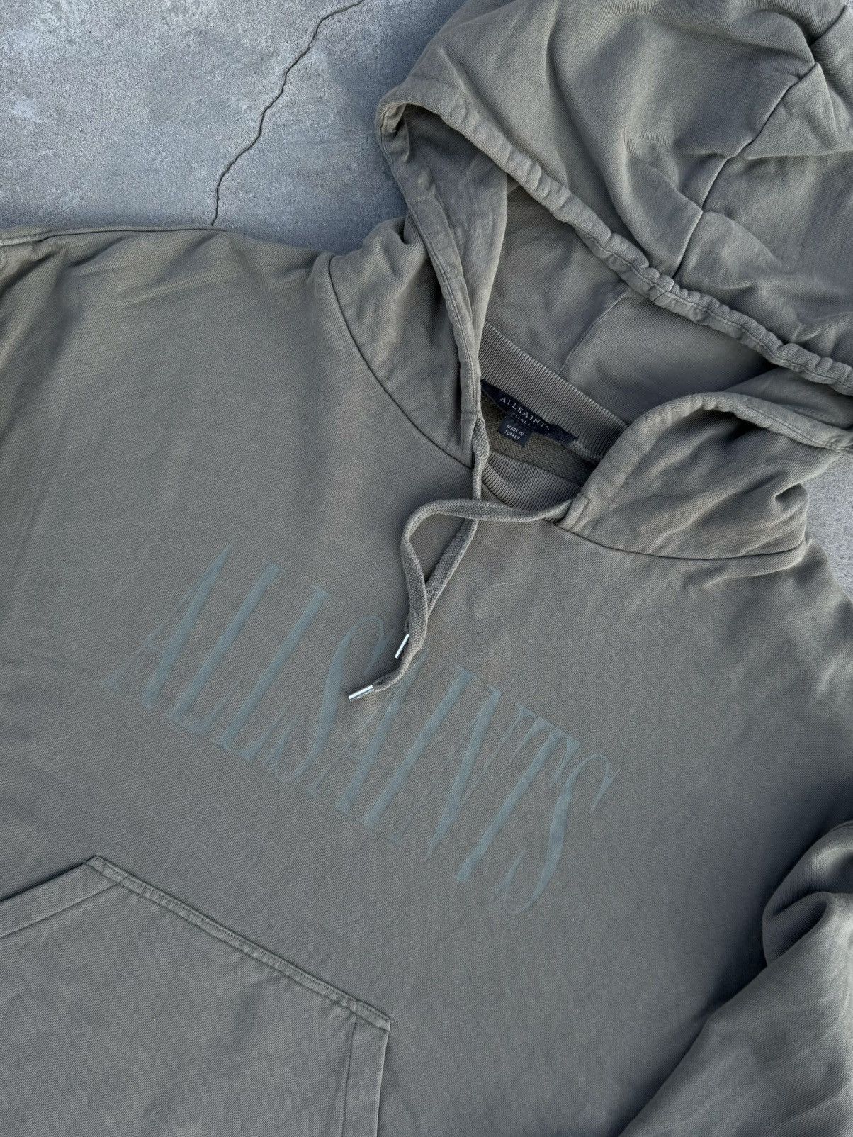 Allsaints Allsaints Vintage Big Logo Hype Khaki Y2K Split Hoodie Size US M / EU 48-50 / 2 - 8 Thumbnail