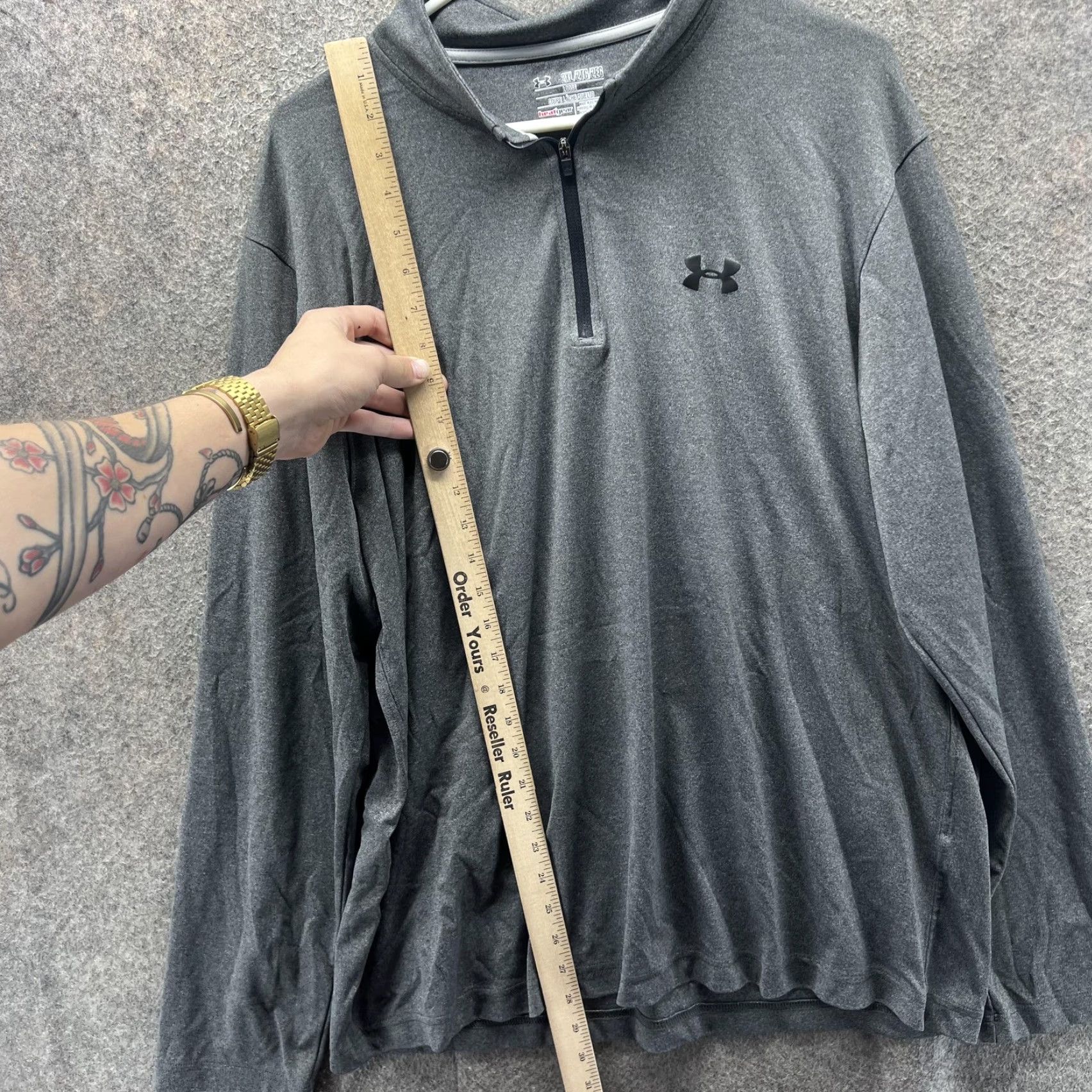 Under Armour Under Armour Shirt Mens 2XL Gray HeatGear 1/4 Zip Pullover Loose Fit Long Sleeve Mock Neck Athletic Gym Training Womens? Size US XXL / EU 58 / 5 - 5 Thumbnail