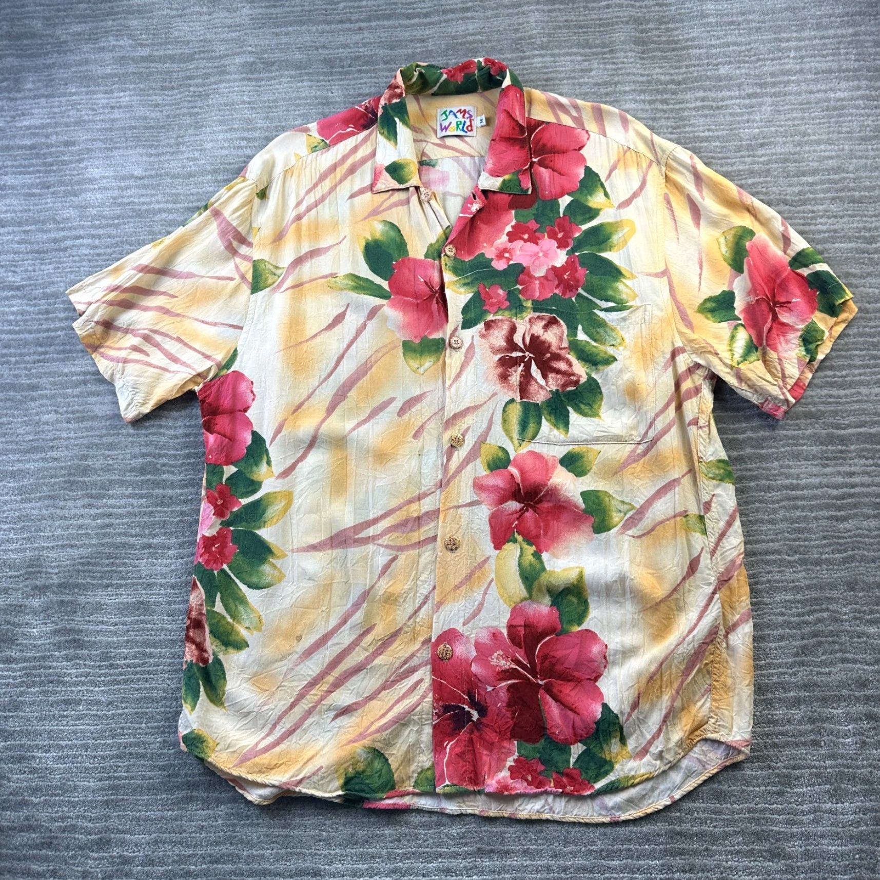 Jams World VINTAGE Jams World Shirt Mens Medium Hibiscus Button Up Hawaiian Size US M / EU 48-50 / 2 - 2 Thumbnail