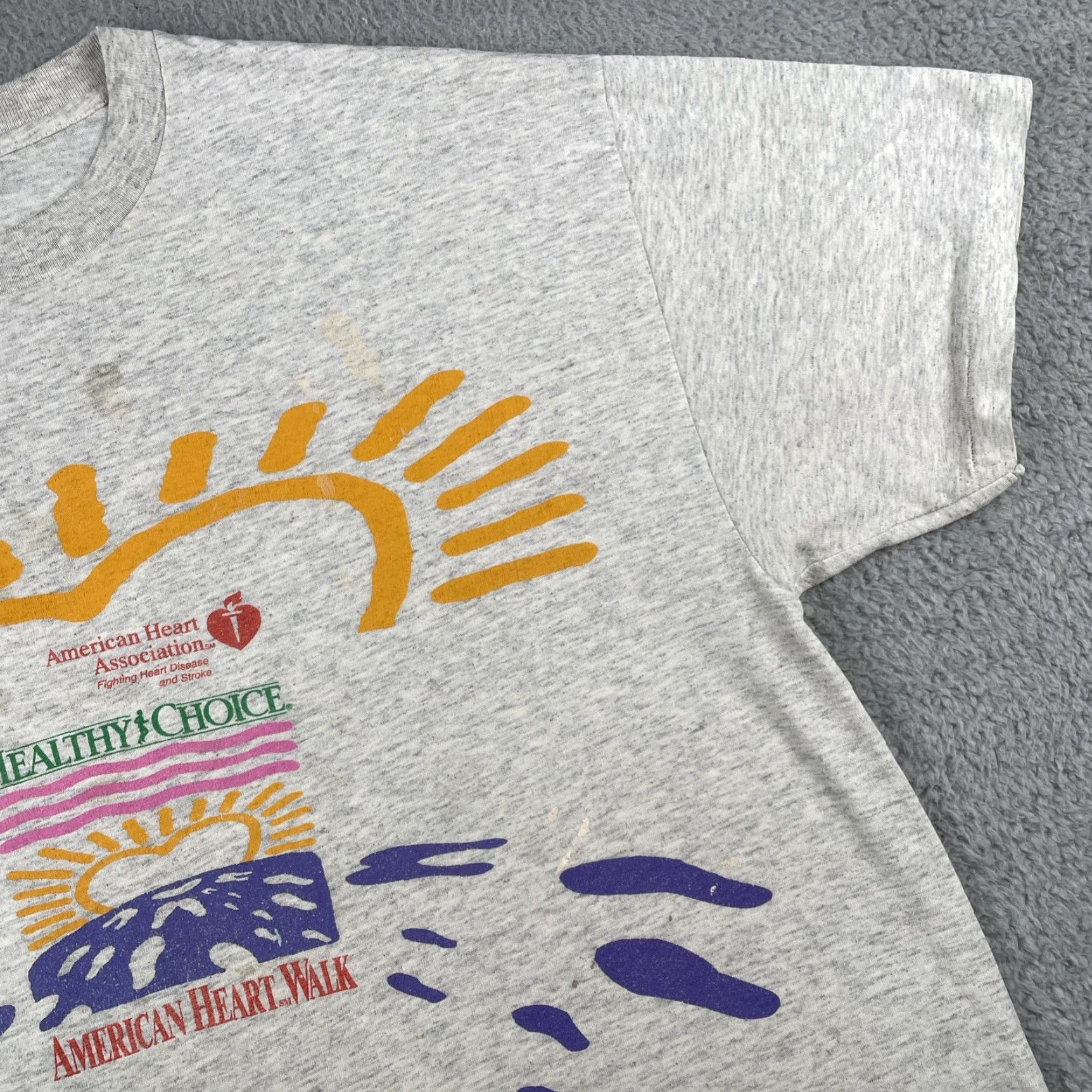 Vintage VINTAGE American Heart Association Heart Walk Shirt XL Gray Men T-Shirt Crew Neck 90s Y2k Event Runner Athletic Heart Size US XL / EU 56 / 4 - 6 Thumbnail