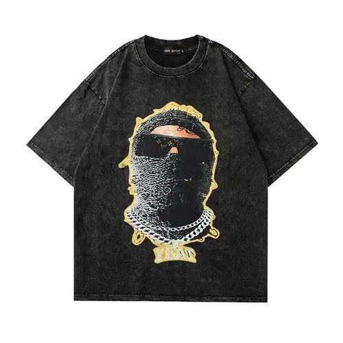 image of Vintage Summer Mask Short Sleeve Tshirt in Black, Men's (Size Large)
