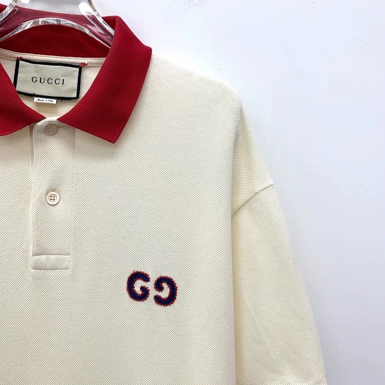 Gucci Gucci Beige logo embroidered lapel short-sleeved Polo shirt Size US L / EU 52-54 / 3 - 3 Thumbnail