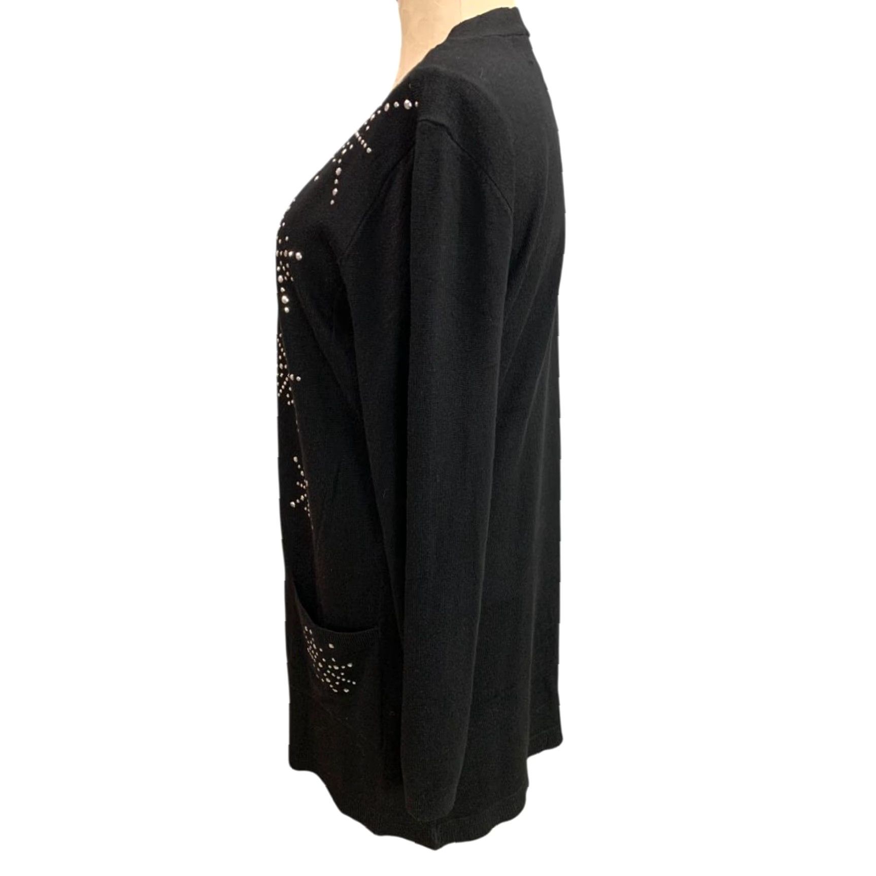 Vintage Seven Manor New Black Embellished Cardigan Sweater XL Holiday Womens Size XL / US 12-14 / IT 48-50 - 7 Thumbnail