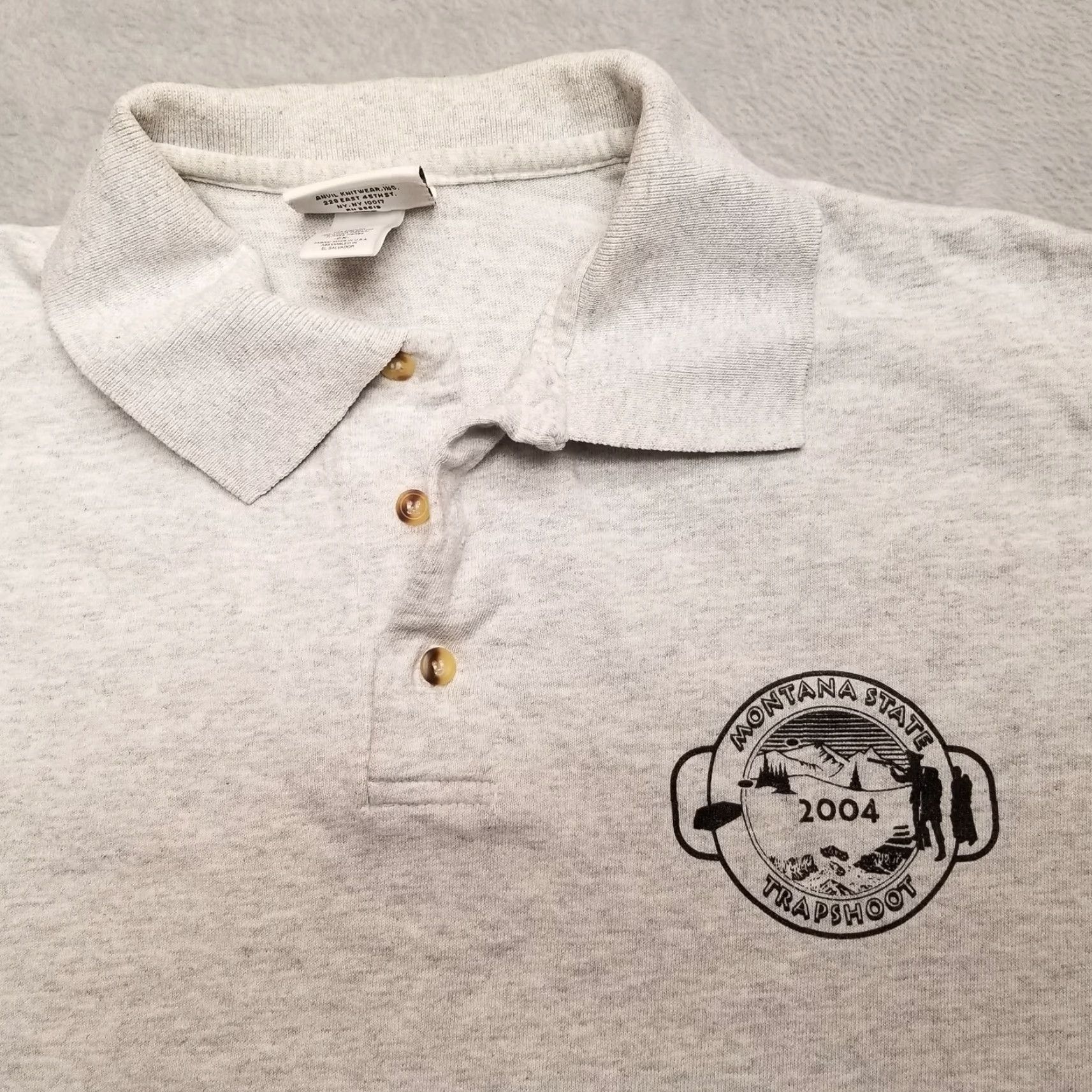 Vintage VINTAGE Montana State Trapshooting Shirt Mens 2XL Gray Polo Short Sleeve Casual polo shirt gray mens 2XL vintage Size US XXL / EU 58 / 5 - 4 Thumbnail