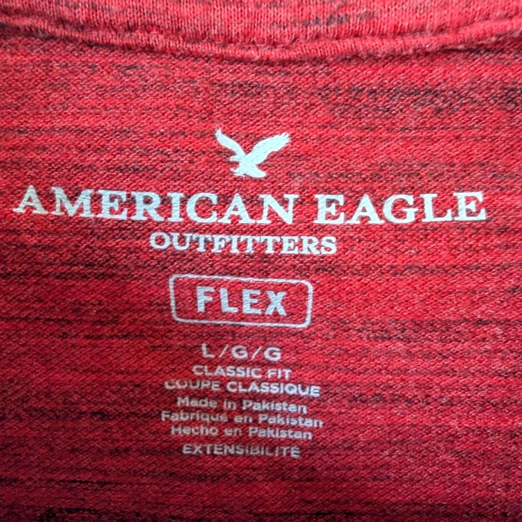American Eagle Outfitters American Eagle Polo Shirt Red Space Dye Flex Classic Fit Tipped Collar Mens L Size US L / EU 52-54 / 3 - 6 Thumbnail