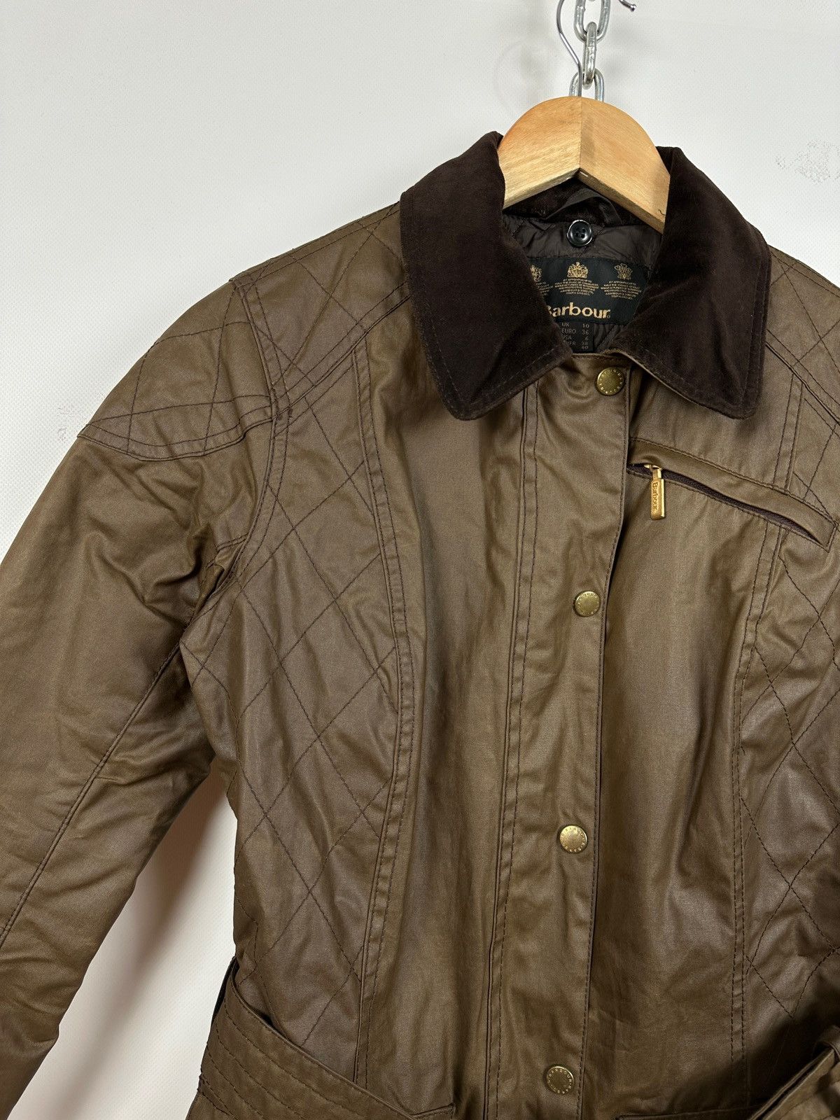 Barbour Women’s Barbour Wax Quilted Belt Brown Jacket Size M / US 6-8 / IT 42-44 - 6 Thumbnail
