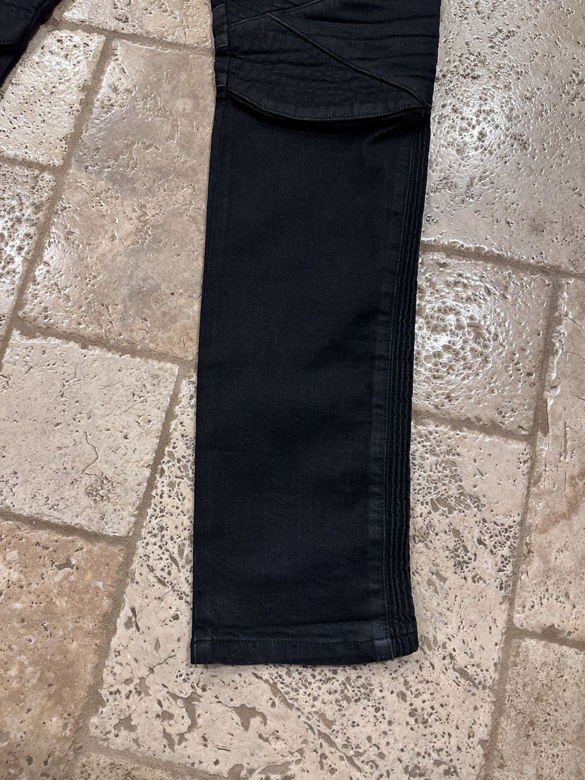 Balmain Balmain Double Zipper Black Wax Paneled Moto Biker Denim Size US 36 / EU 52 - 2 Thumbnail