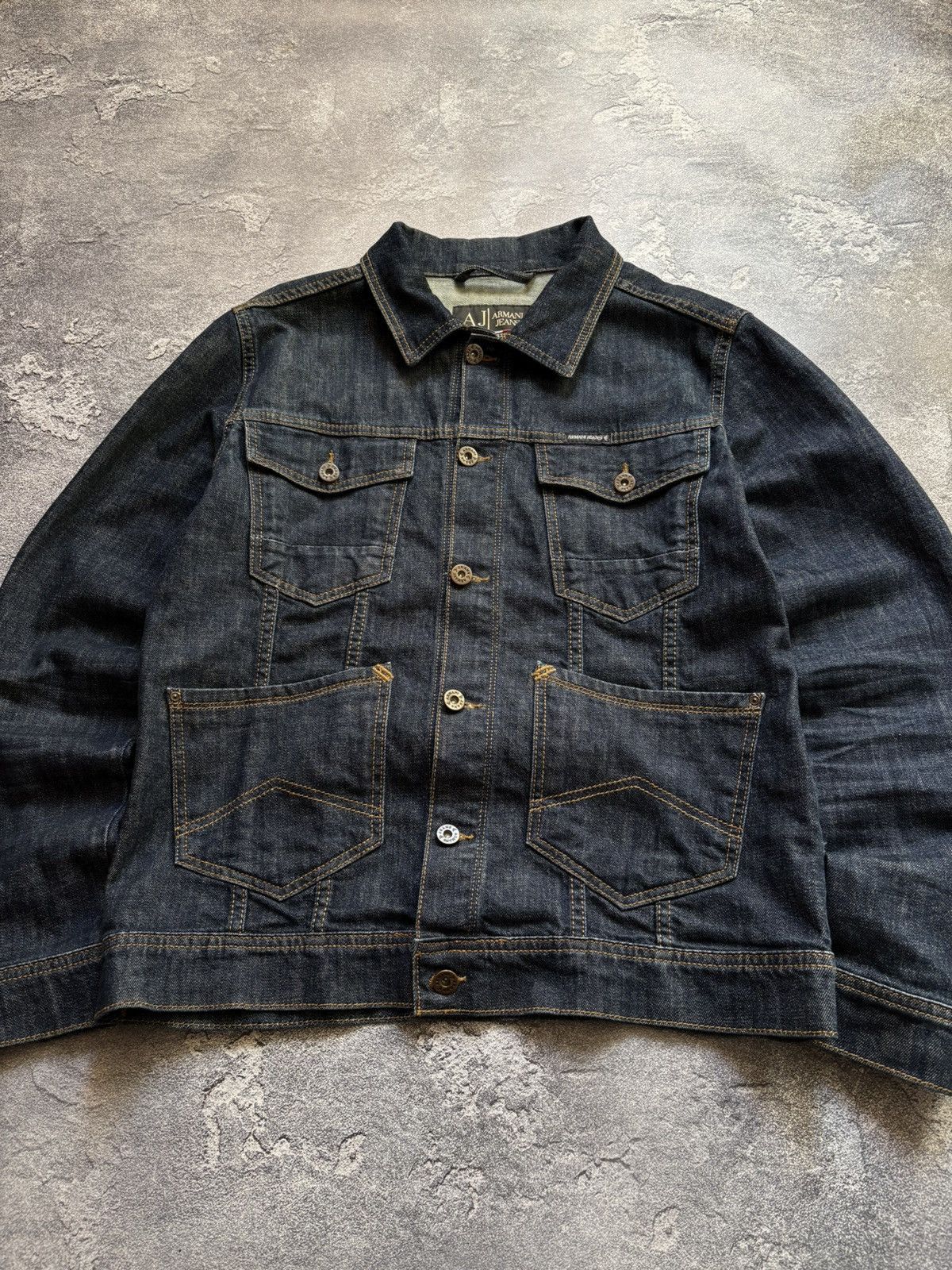 Armani Vintage Armani Jeans Dark Wash Denim Jacket Italy Size S Size US S / EU 44-46 / 1 - 2 Thumbnail