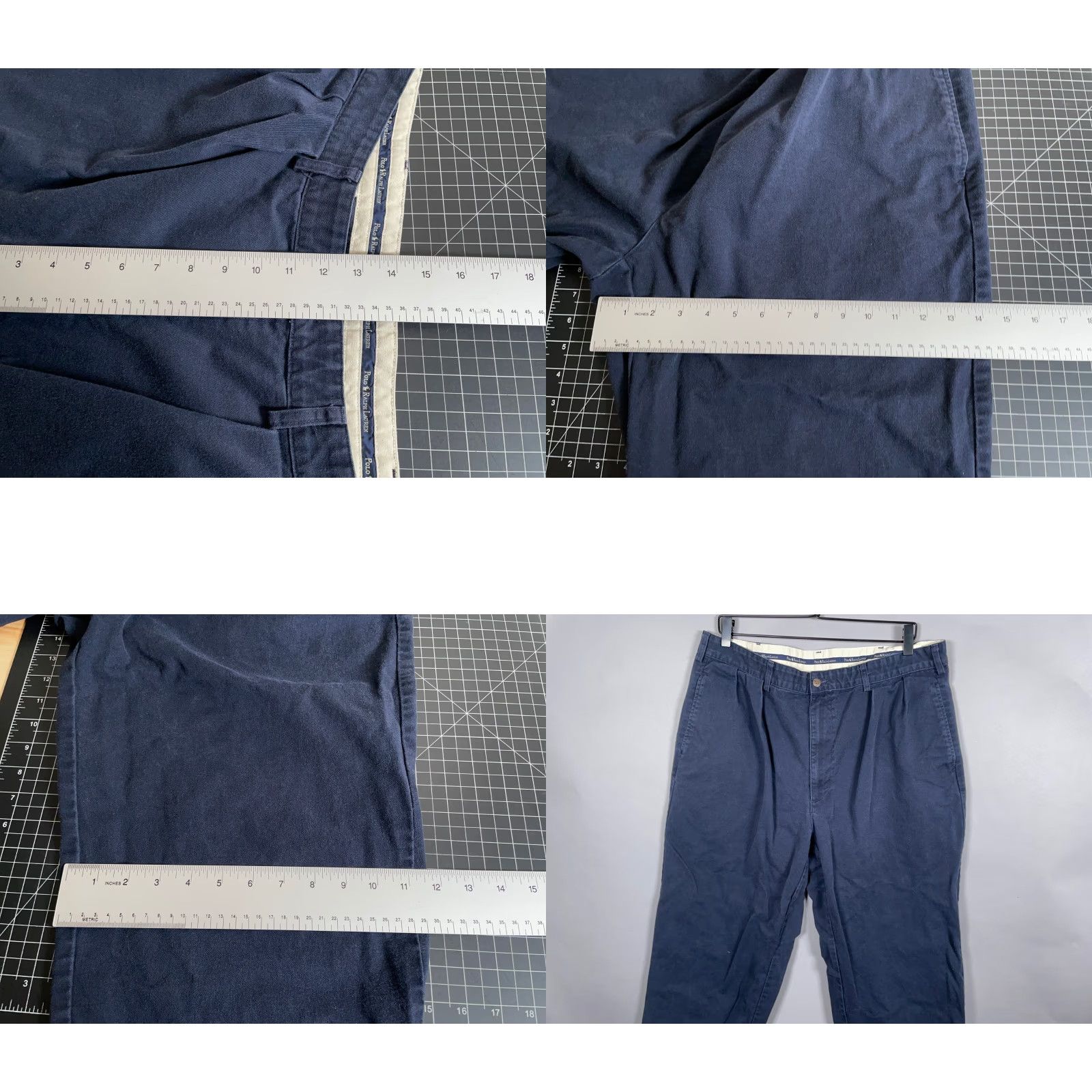 Polo Ralph Lauren VTG Polo Ralph Lauren Chino Pants Men’s 37 x 29 Dark Blue Cotton Vintage 90s Retro Casual Straight Illusion Tag Size US M / EU 48-50 / 2 - 8 Thumbnail